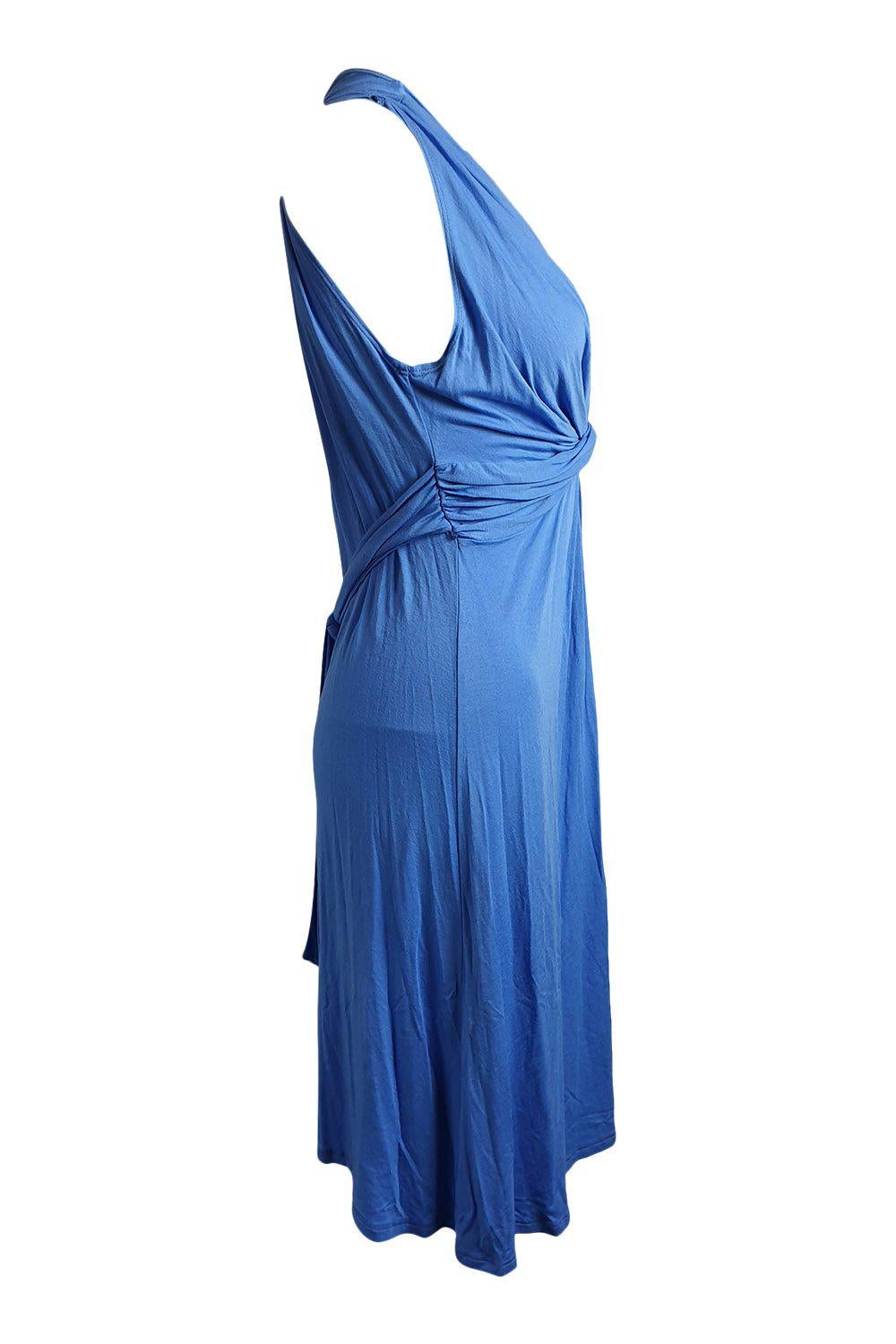MAILLE DEMOISELLE Blue Twist Front Monroe Style Tie Back Dress - Vintage 1950s Retro Swing Dress for Women | Perfect for Cocktail Parties, Date Nights & Pinup Fashion
