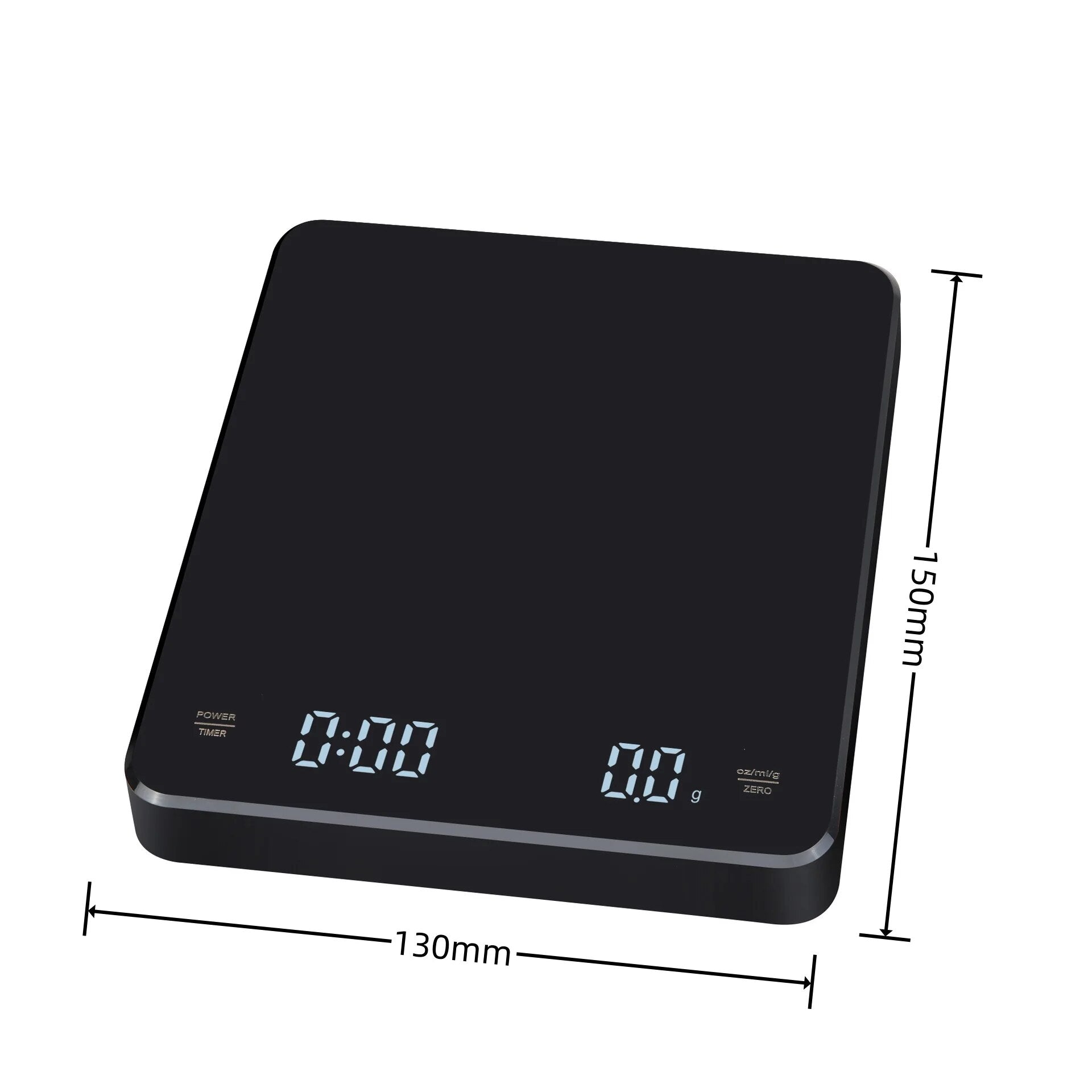 ANYCO Anygleam Digital Kitchen Scale with Timer - 3kg/6.6lb Capacity, Stainless Steel Coffee Scale for Precise Measuring (Black) - Perfect for Baking, Cooking & Coffee Brewing