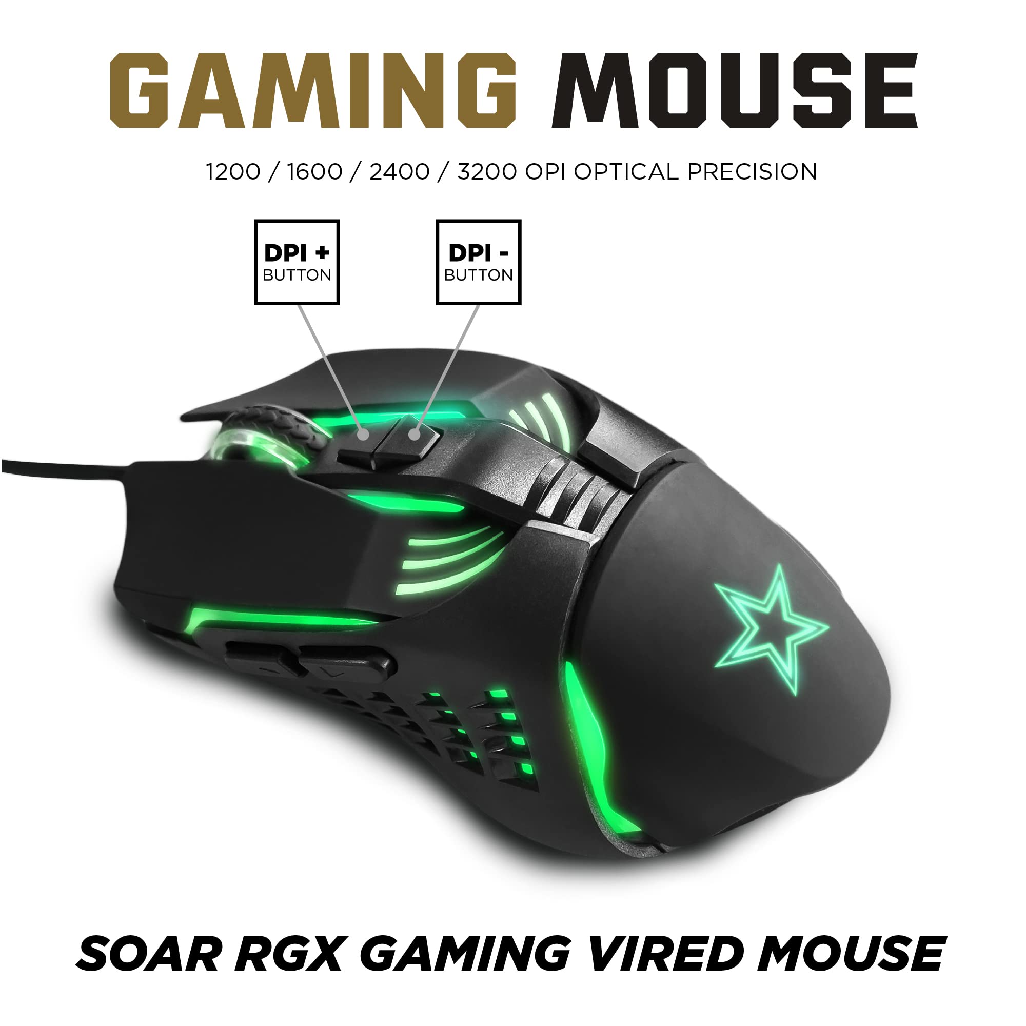 SOAR NFL Gaming Mouse V3 - Wired RGB Ergonomic Mouse with 7 Programmable Buttons for PC Gaming - Perfect for NFL Fans, Esports & FPS Games