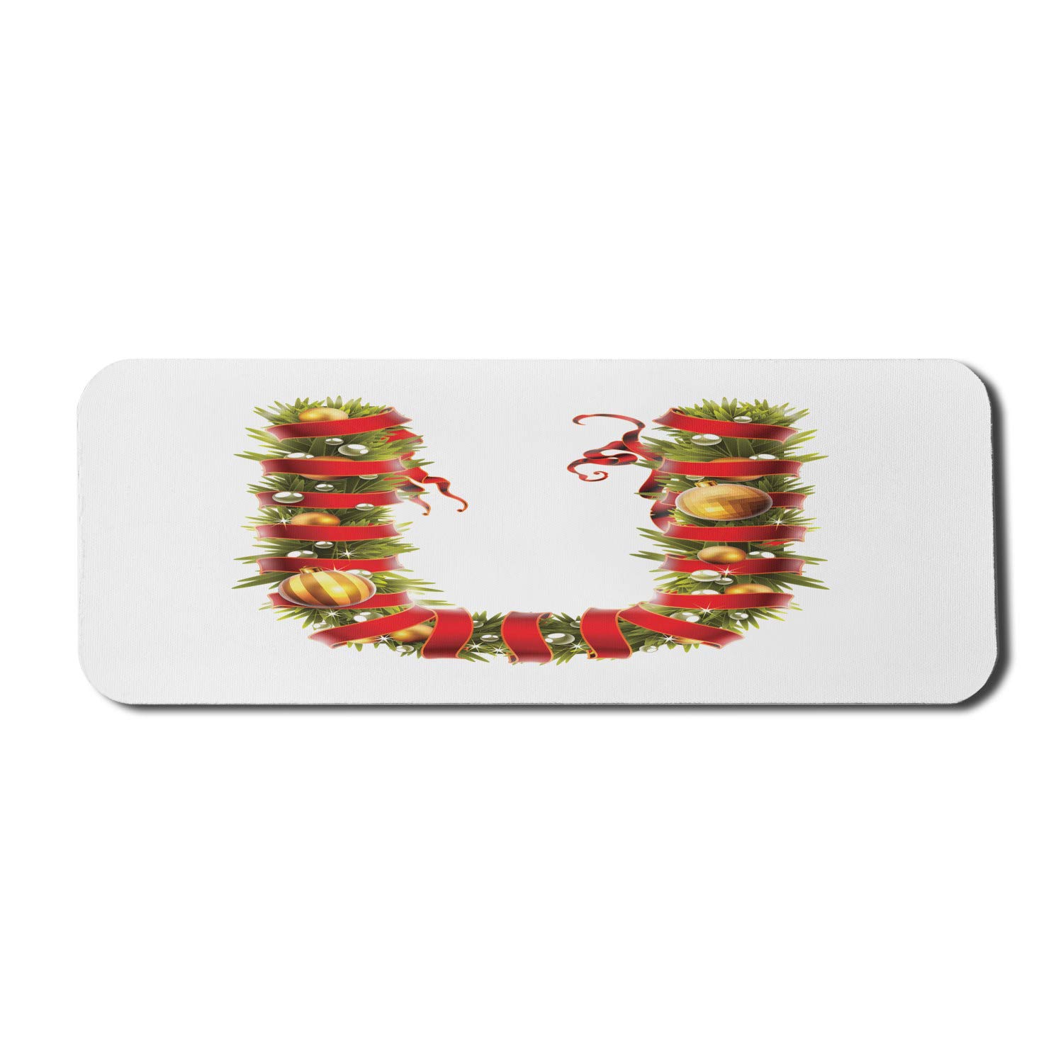 Ambesonne Christmas Alphabet Mouse Pad - Letter U Tree Branch Design, Realistic Art Style, Non-Slip Rubber Base, Large 31
