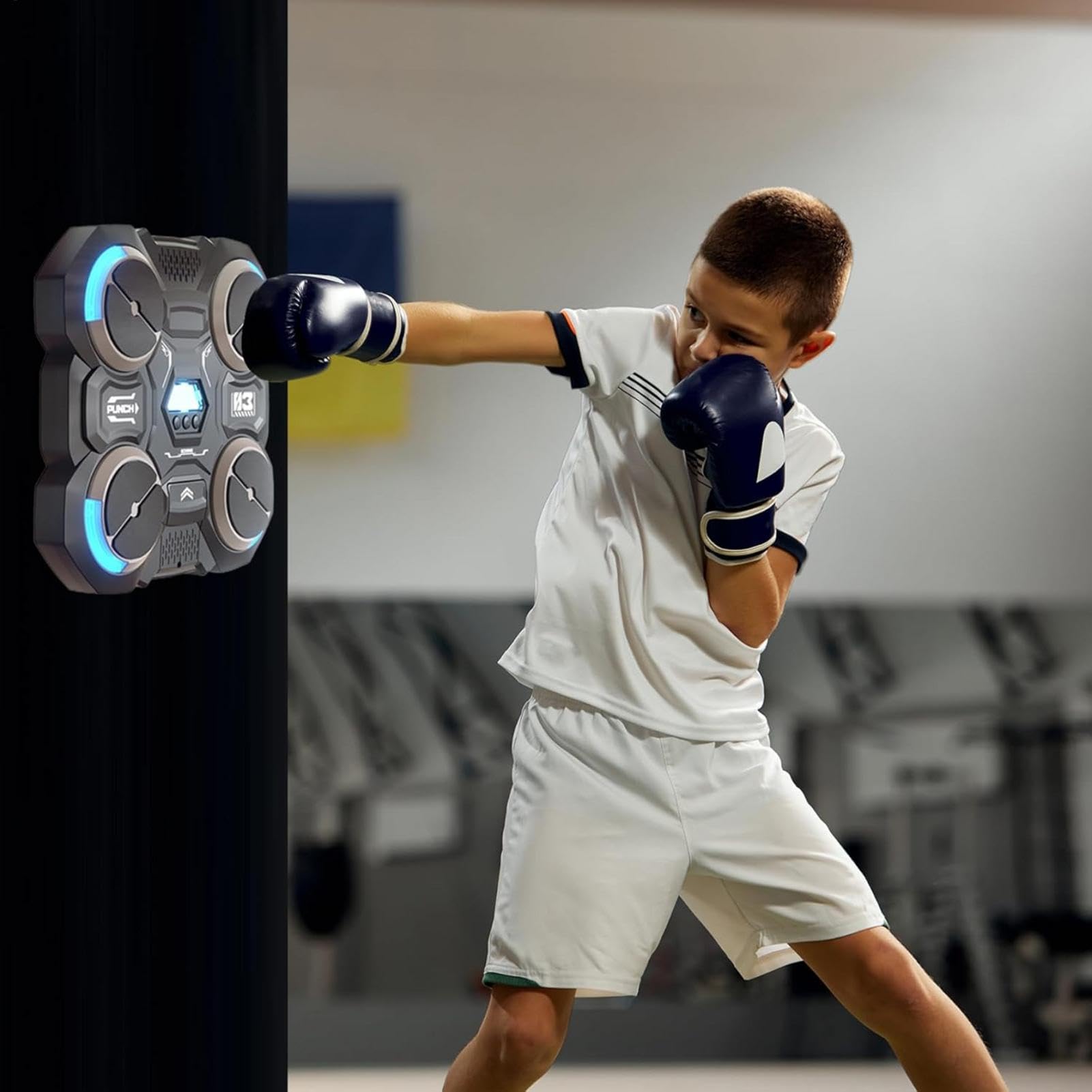 Smart Music Boxing Machine for Kids - Adjustable Bluetooth Wall-Mounted Electronic Boxing Trainer with Gloves | Home Gym Equipment for Fitness, Office Workouts & Boxing Training | Perfect for Stress Relief & Family Fun