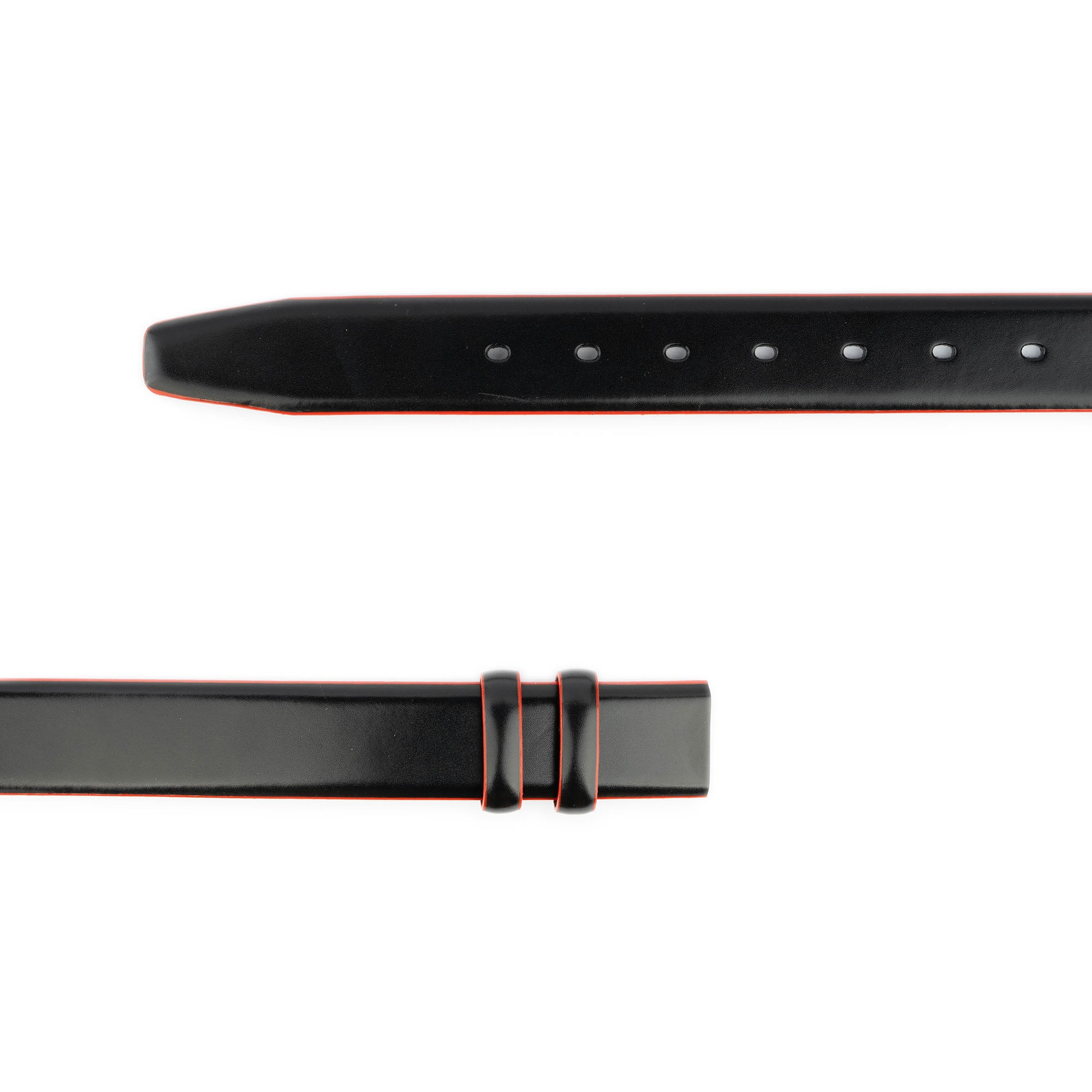 Genuine Black Leather Replacement Strap with Red Edges for Montblanc Belt Buckles - Premium Dress Belt for Business & Formal Occasions