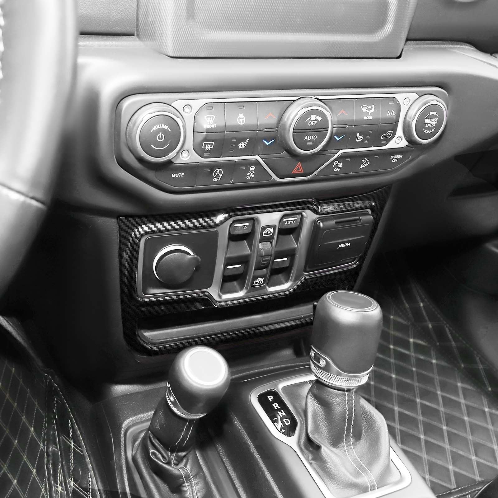 Jeep Wrangler JL JLU & Gladiator JT Center Dash Window Switch Panel Trim Cover - Carbon Fiber Interior Accessories (2018-2024) | Upgrade Your Jeep's Interior Style for Off-Road Adventures & Daily Driving