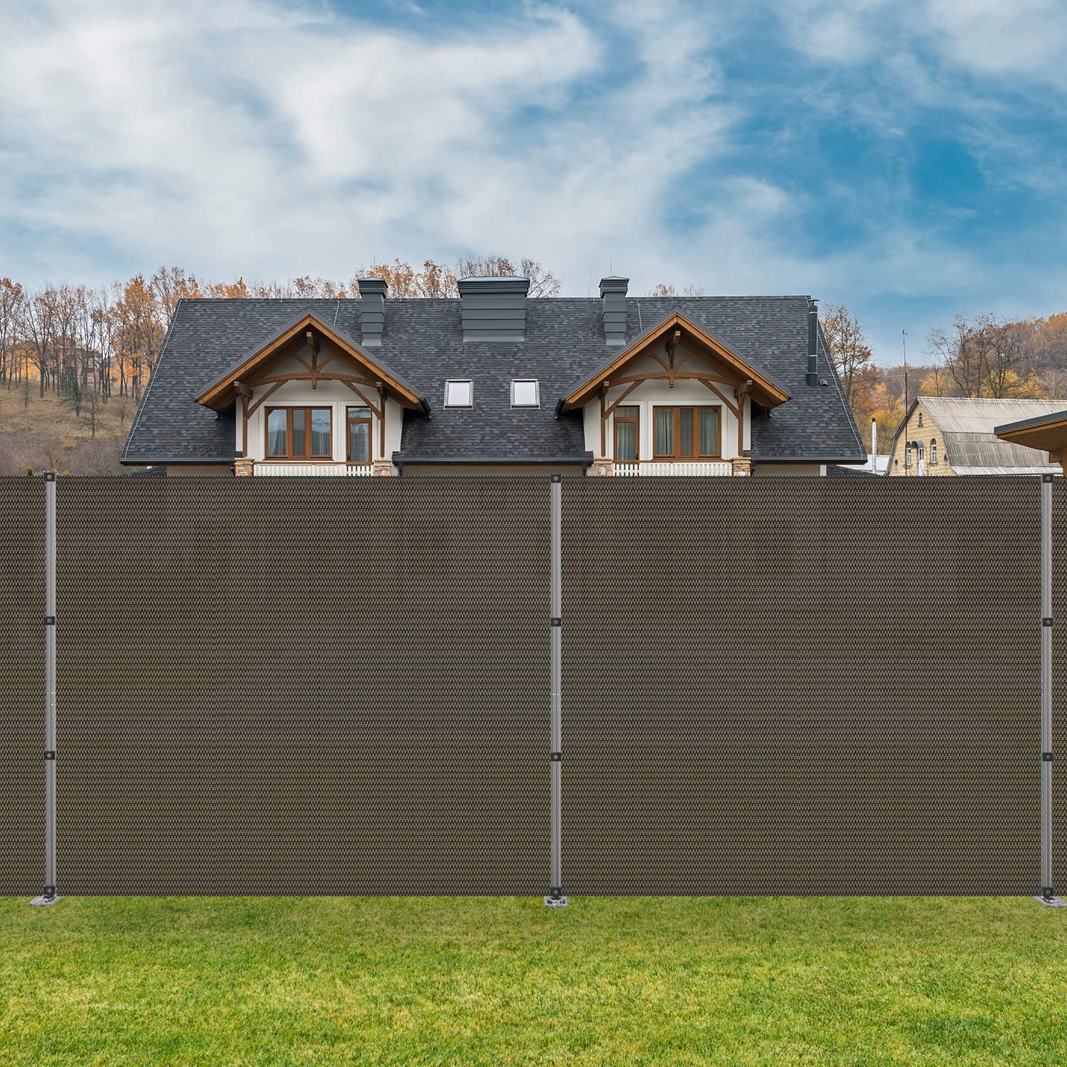 Coarbor 4'x40' Outdoor Removable Privacy Fence Panel - Brown Pool Fencing, Dog & Chicken Yard Barrier, Garden Border with Spikes Poles - Perfect for Backyards, Pools, Pet Areas & Vegetable Gardens