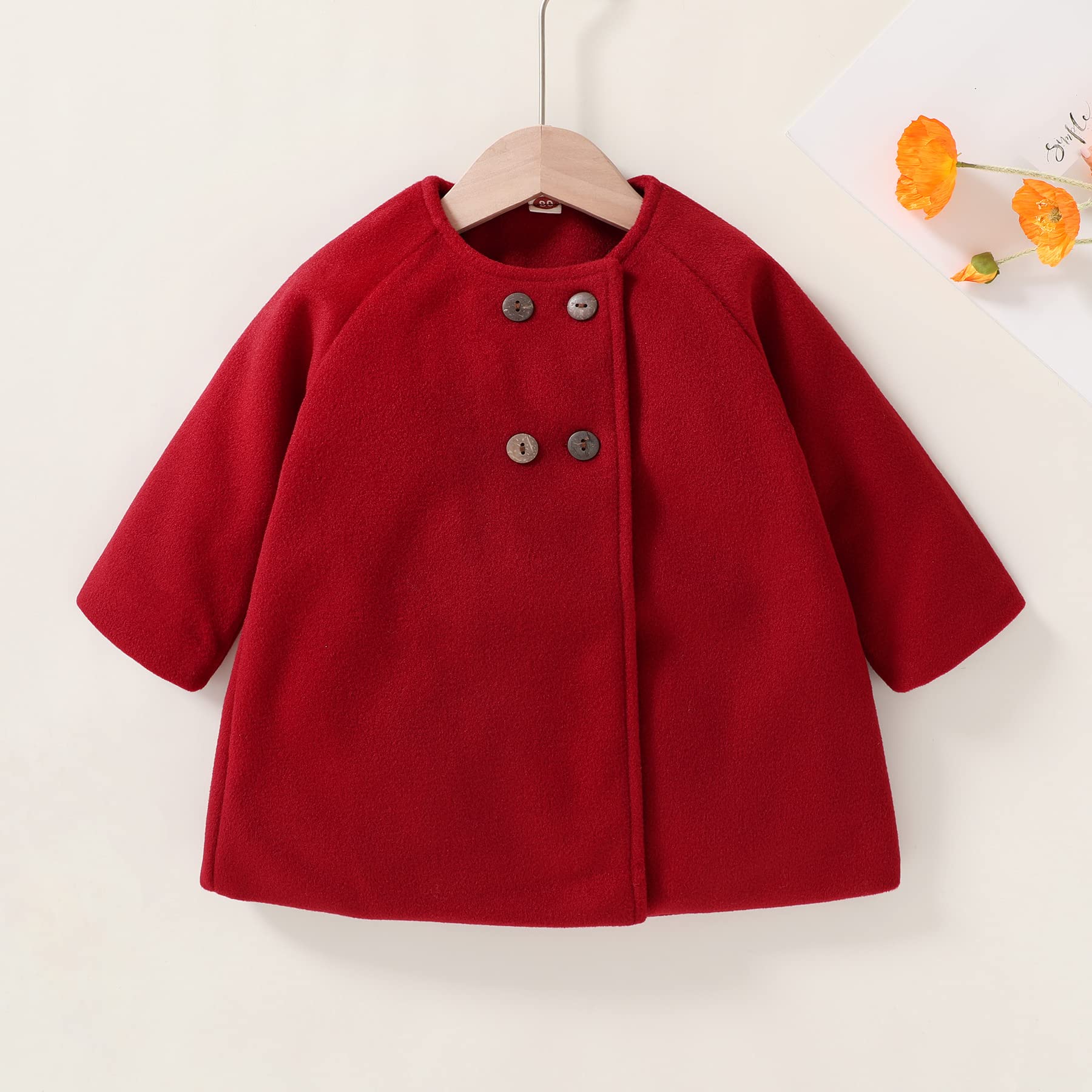 JEELLIGULAR Toddler Baby Girl Winter Coat - Warm Thick Jacket with Button Closure, Kids Cloak for Fall & Winter Outwear Set | Perfect for Outdoor Play, School, and Holiday Outfits