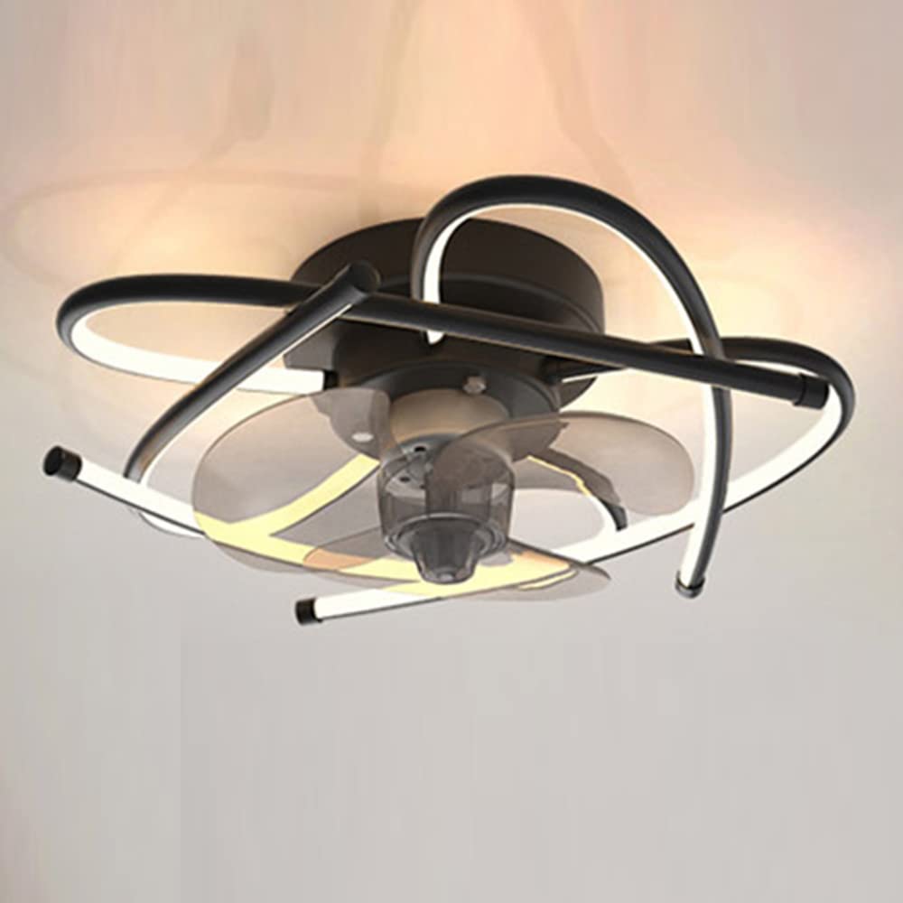 CATA-MEDICA Black Semi-Enclosed Ceiling Fan Light Kit - 120W Low Profile Flush Mount with Hidden Exhaust, Quiet Operation & Luxury Dimmable Lighting Modes - Perfect for Bedroom, Living Room, and Dining Room Chandelier Replacement