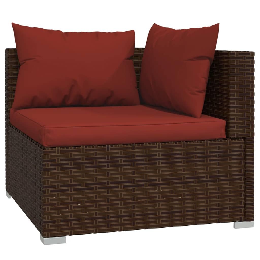 vidaXL 11-Piece Patio Lounge Set - Outdoor Garden Furniture with Cushions, Brown Poly Rattan Sectional Sofa for Backyard, Poolside & Terrace Relaxation