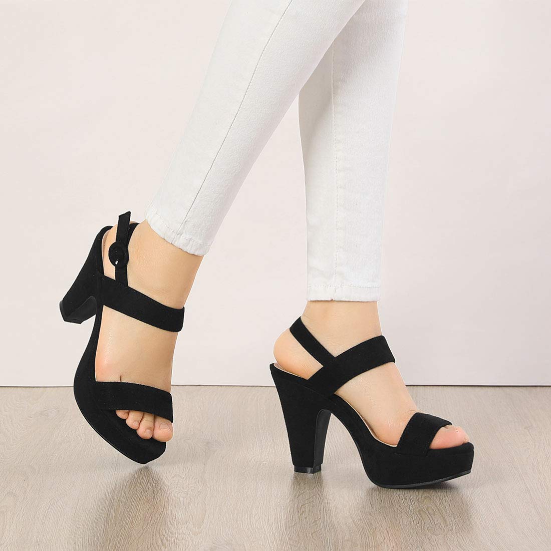 Allegra K Women's Chunky High Heel Sandals - Slingback Platform Pumps for Women | Comfortable Dressy Heels for Parties, Weddings & Night Out
