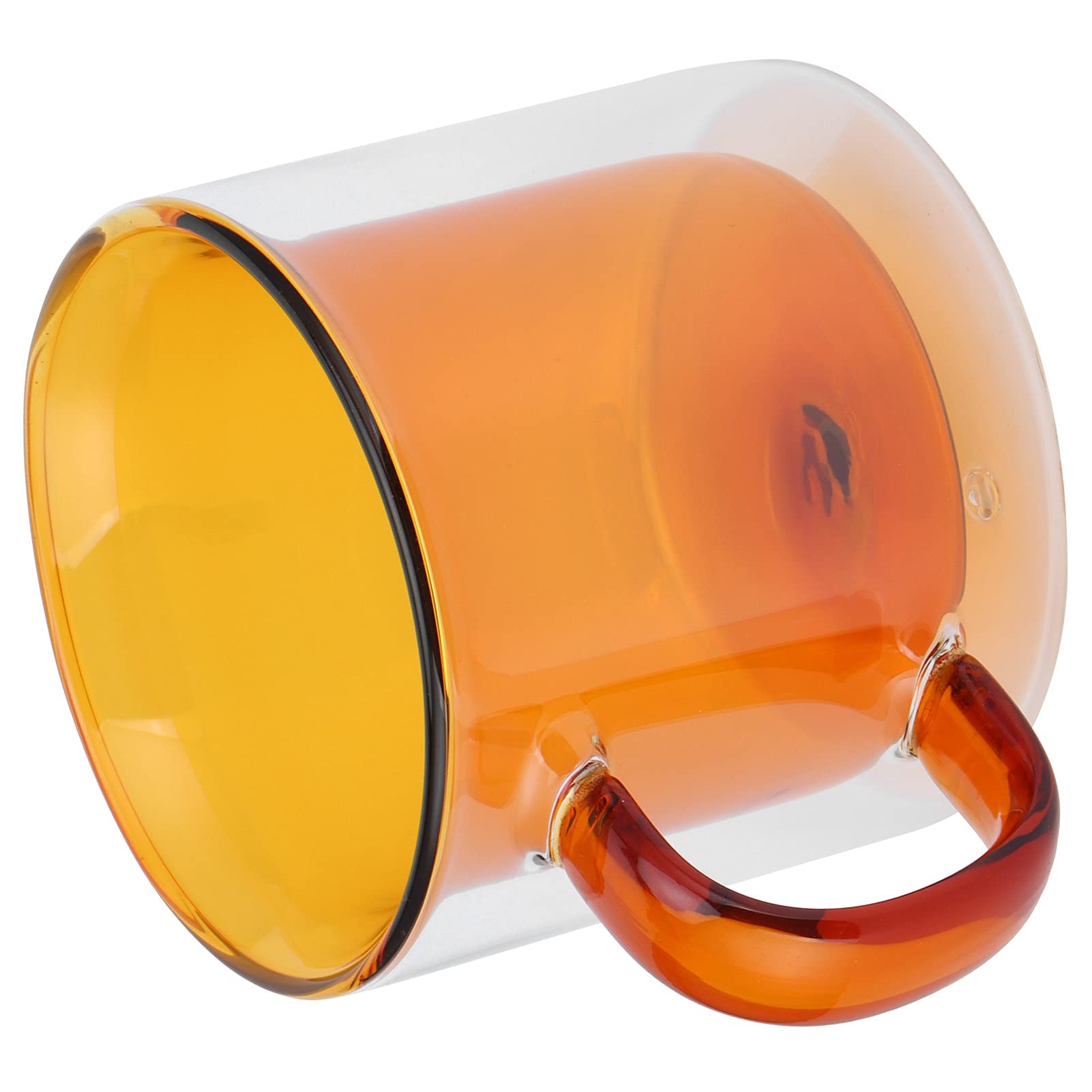 Premium 250ml Borosilicate Glass Coffee Mug - Double Wall Insulated Handmade Tea Cup for Hot & Cold Drinks - Perfect for Home, Office or Gifts (Yellow) - Enjoy Your Morning Coffee, Afternoon Tea or Late Night Milk