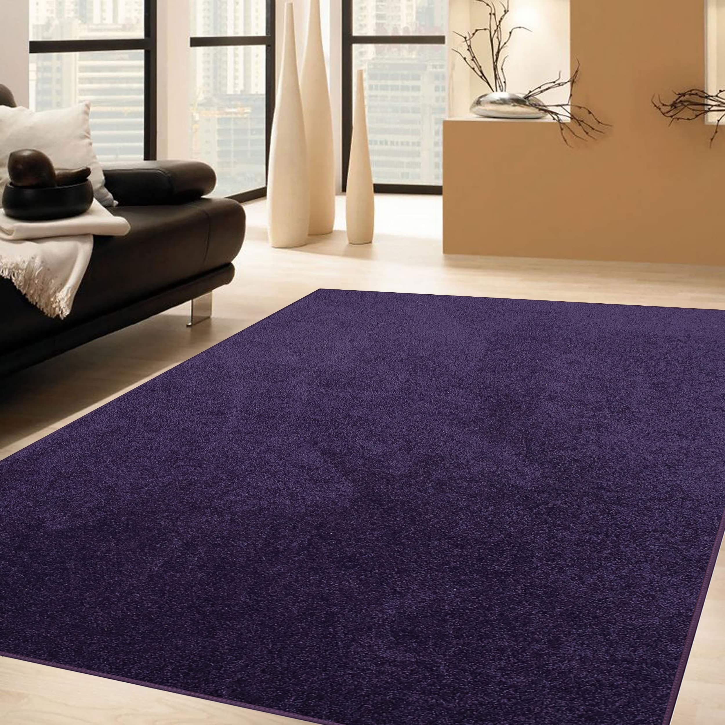 Ambiant Saturn Collection Pet Friendly Area Rugs - 66'' x 132'' Half Round Indoor Stain Resistant Rug in Purple | Perfect for Living Room, Bedroom, Entryway & Doorway | Pet & Kid Safe Non-Slip Carpet | Wedding Gift & Home Decor Idea
