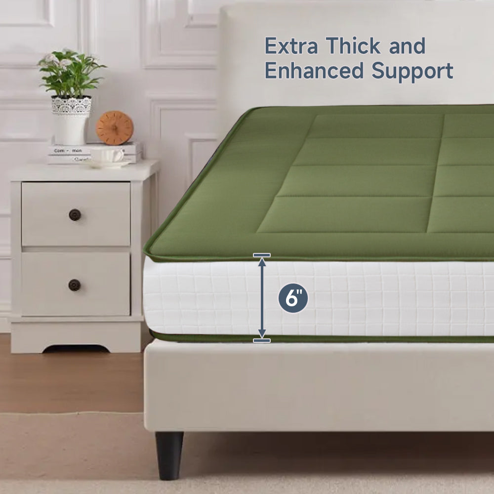 MAXYOYO Padded Japanese Floor Mattress - Green Foldable Roll Up Futon Mattress for Bedroom, Guest Room & Travel | Comfortable Floor Sleeping & Lounging