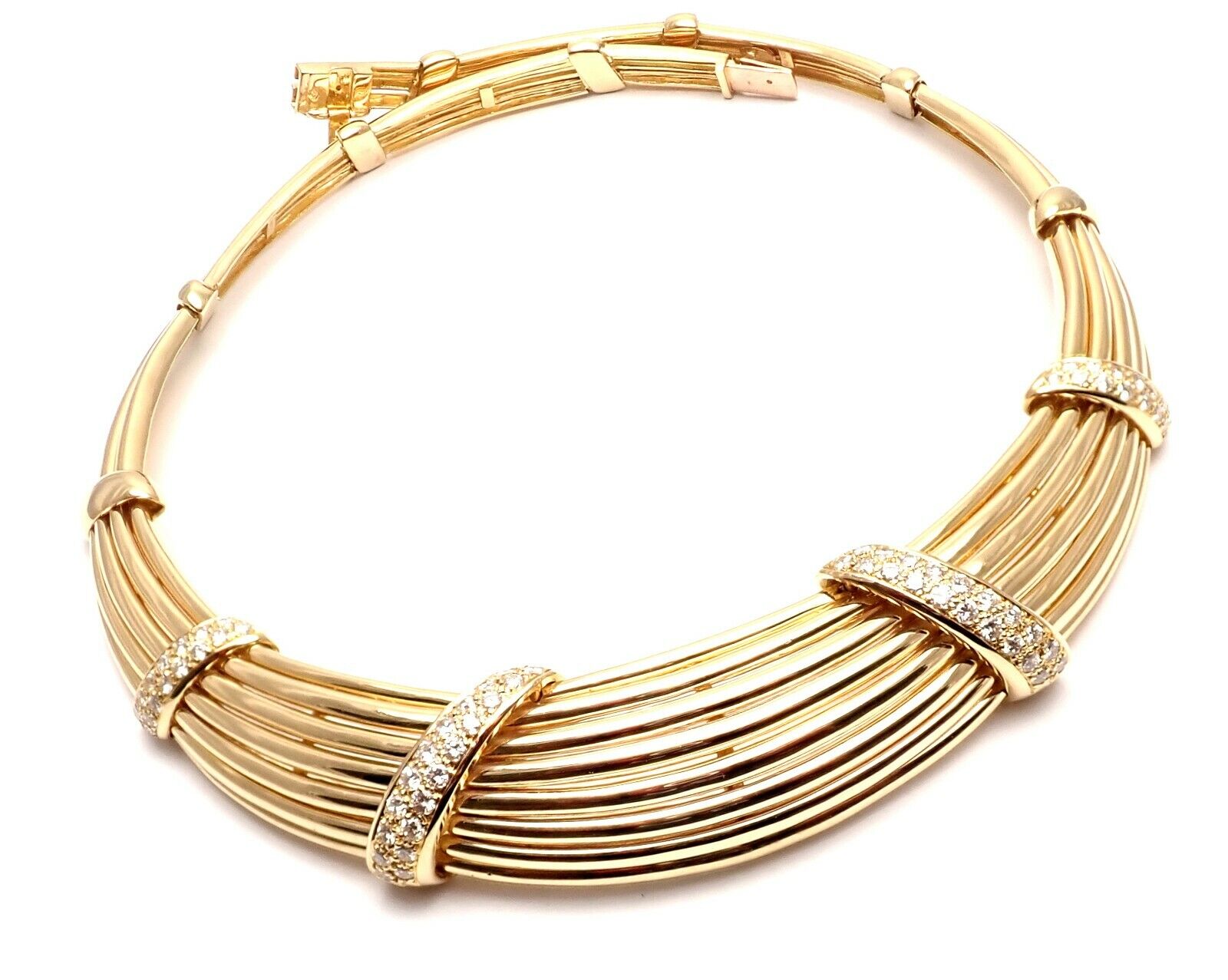 Authentic Van Cleef & Arpels 18K Yellow Gold Diamond Choker Necklace | Vintage Luxury Jewelry for Women | Perfect for Weddings, Anniversaries & Special Occasions