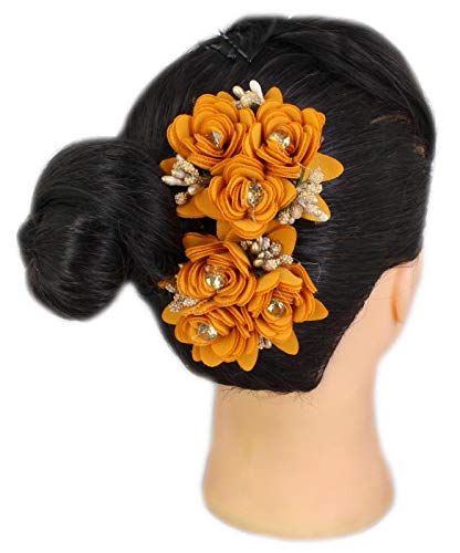 2pcs Orange Flower Hair Clips for Women Girls - Boho Floral Hair Accessories for Party, Wedding, Daily Wear