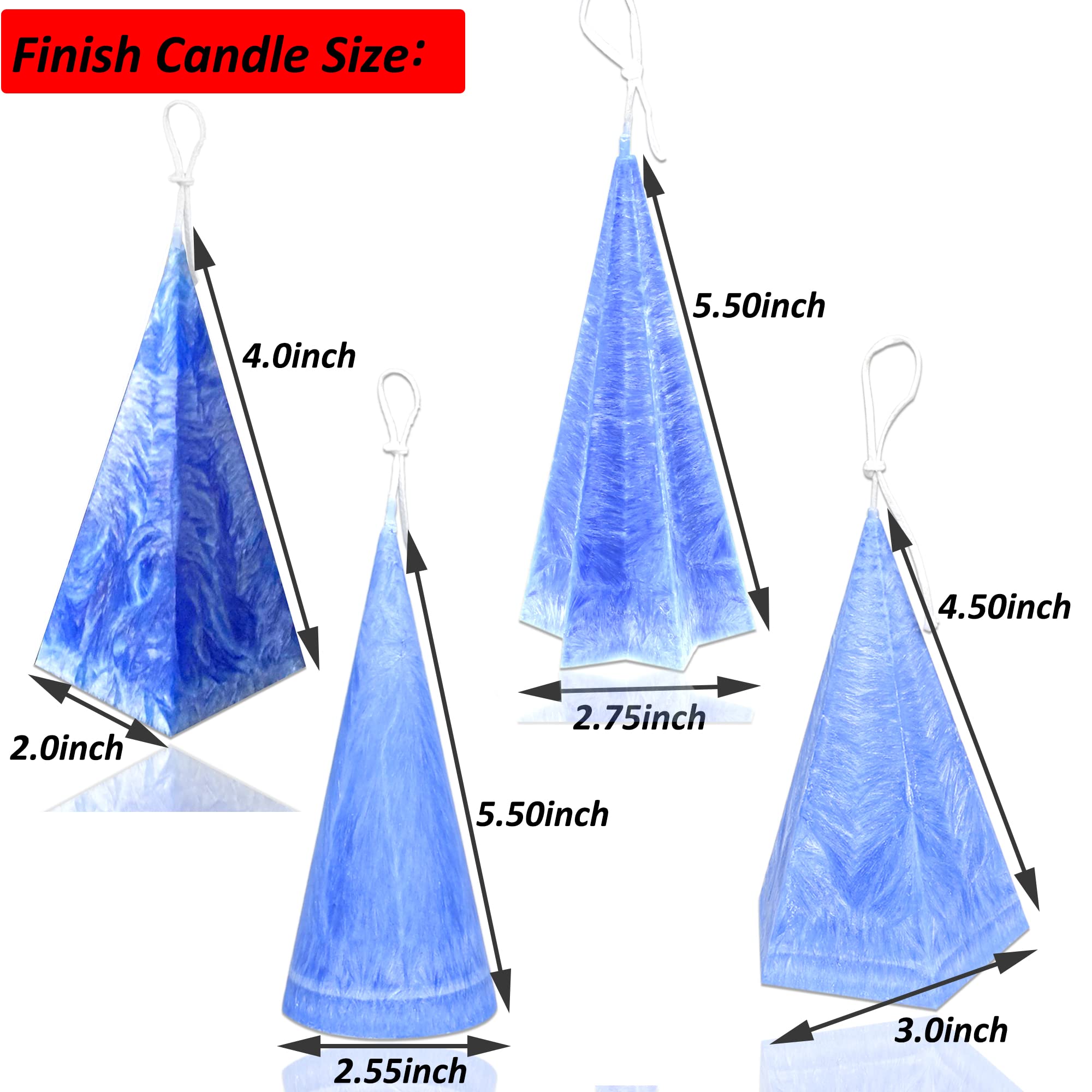 4PCS DIY Candle Making Molds Set - Pyramid, Cone, 5-Sided & 6-Sided Geometric Shapes for Handmade Soy Wax Candles | Perfect for Home Decor, Wedding Centerpieces & Relaxing Aromatherapy