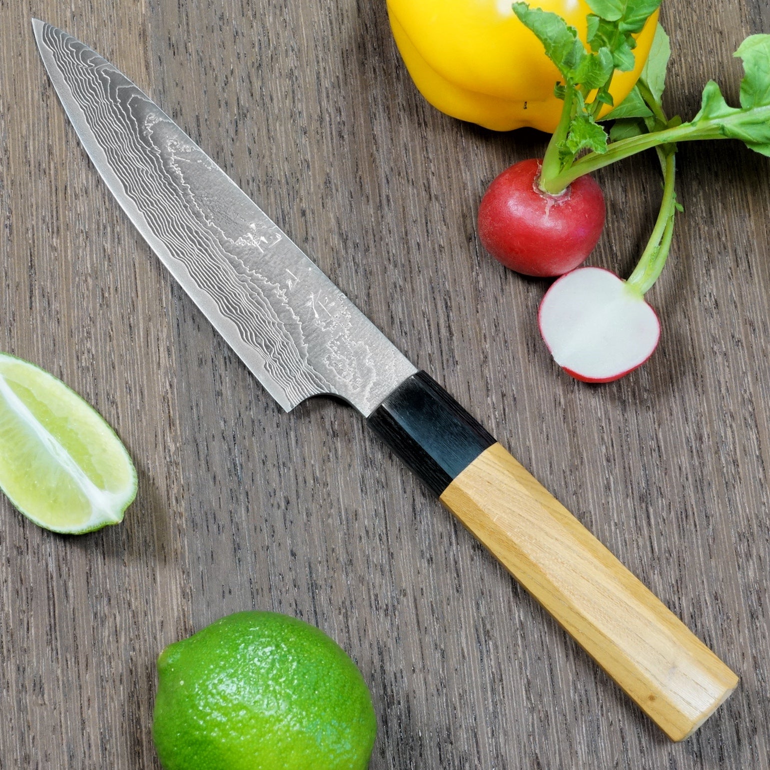 Yuta Katayama VG10 Damascus Petty Knife 135mm - Japanese Kitchen Utility Knife for Slicing, Peeling & Precision Cutting - Perfect for Fruits, Vegetables & Small Meat Cuts