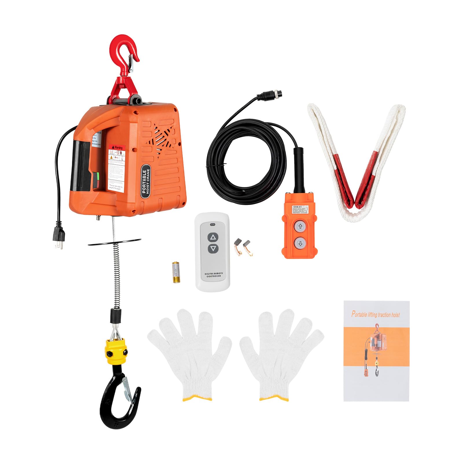 3 in 1 Electric Hoist Winch 1500W - Portable Winch with Wired/Wireless Remote Control - 110V Power Crane - 25ft Lift Height & 1100LBS Capacity - Garage, Warehouse, Construction, Auto Repair, Boat Lifting & Towing Equipment