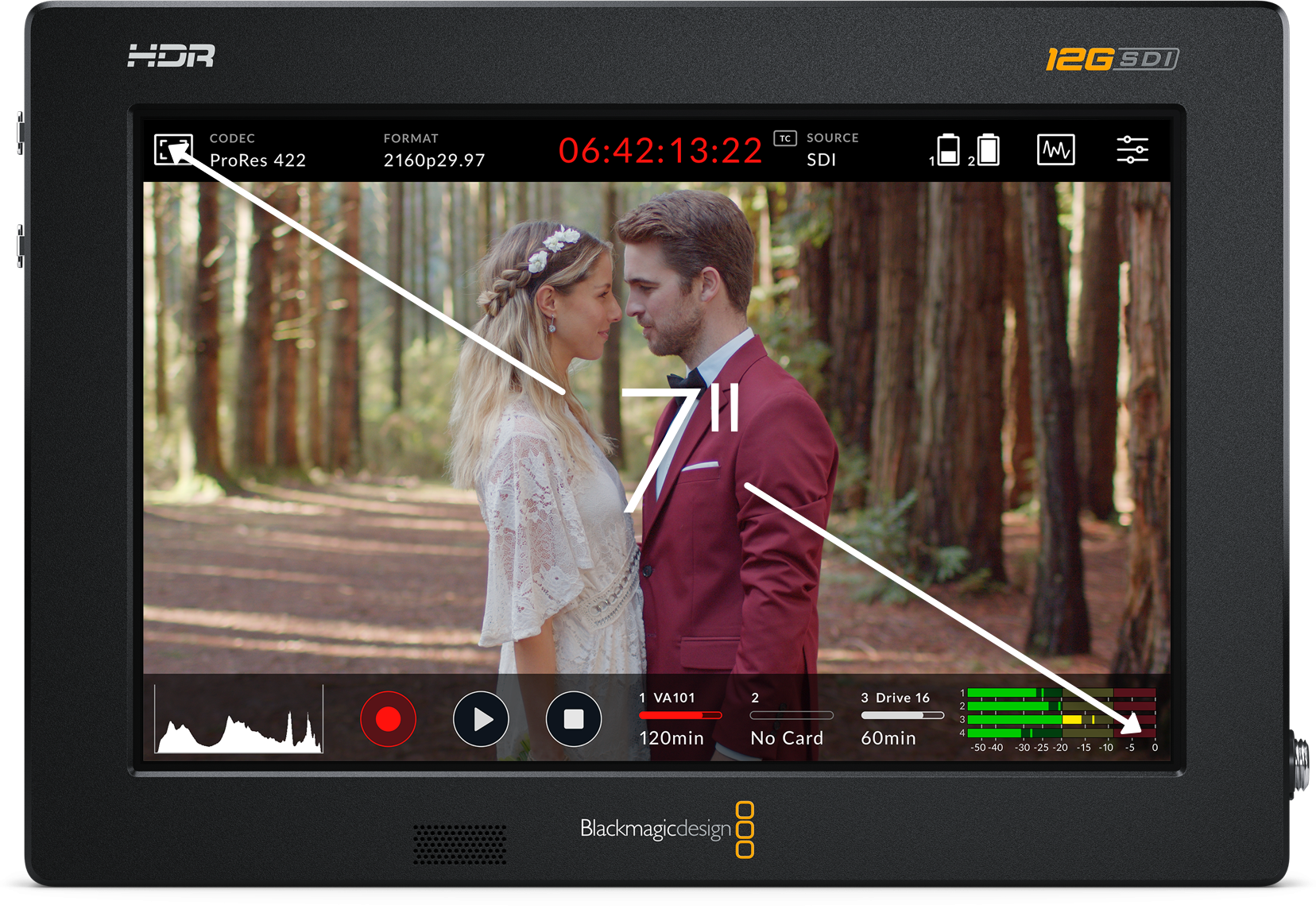 Blackmagic Design Video Assist 7 12G SDI/HDMI HDR Recording Monitor - 7-inch On-Camera Field Monitor for 4K HDR Video Production & Live Streaming