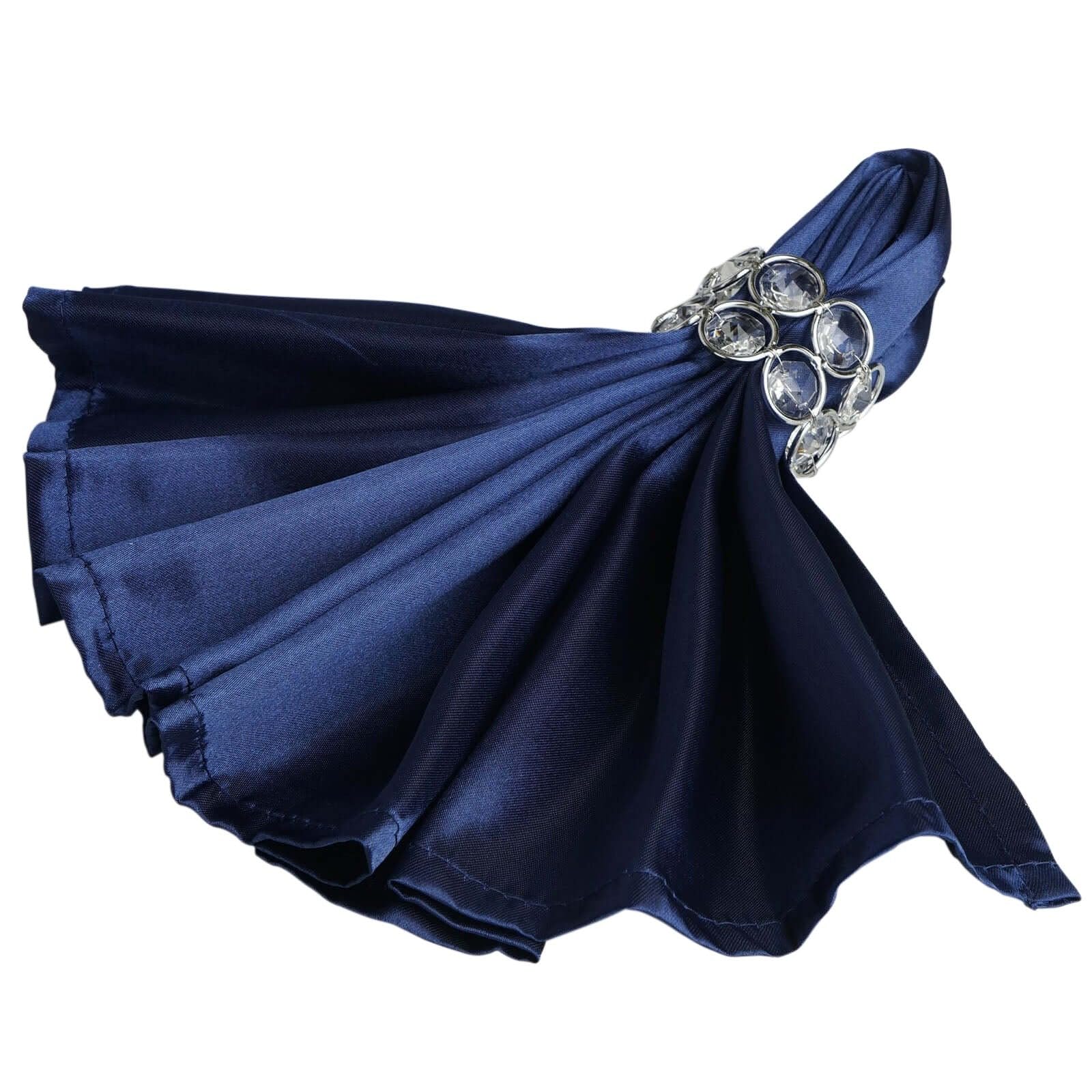 50-Pack Navy Blue Satin Dinner Napkins 20 Inch - Elegant Wedding, Party, Reception & Restaurant Table Linens - Perfect for Formal Dining, Holiday Gatherings & Home Decor