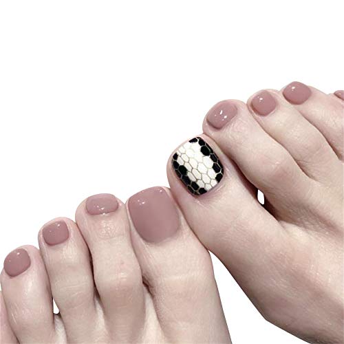 24Pcs Acrylic False Toenails with Glue - Full Cover Artificial Toe Nails for Women, Pedicure Art, Fake Feet Nails - Perfect for Home Manicure, Salon Use & Special Occasions