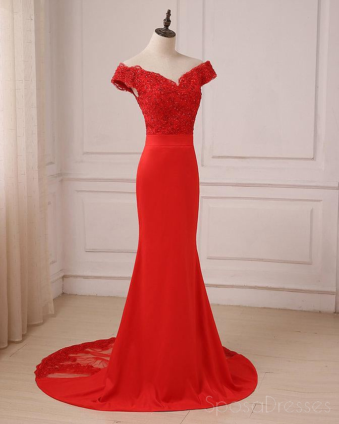 Elegant Off Shoulder Bright Red Lace Mermaid Prom Dress for Women - Perfect for Evening Parties, Formal Events & Special Occasions