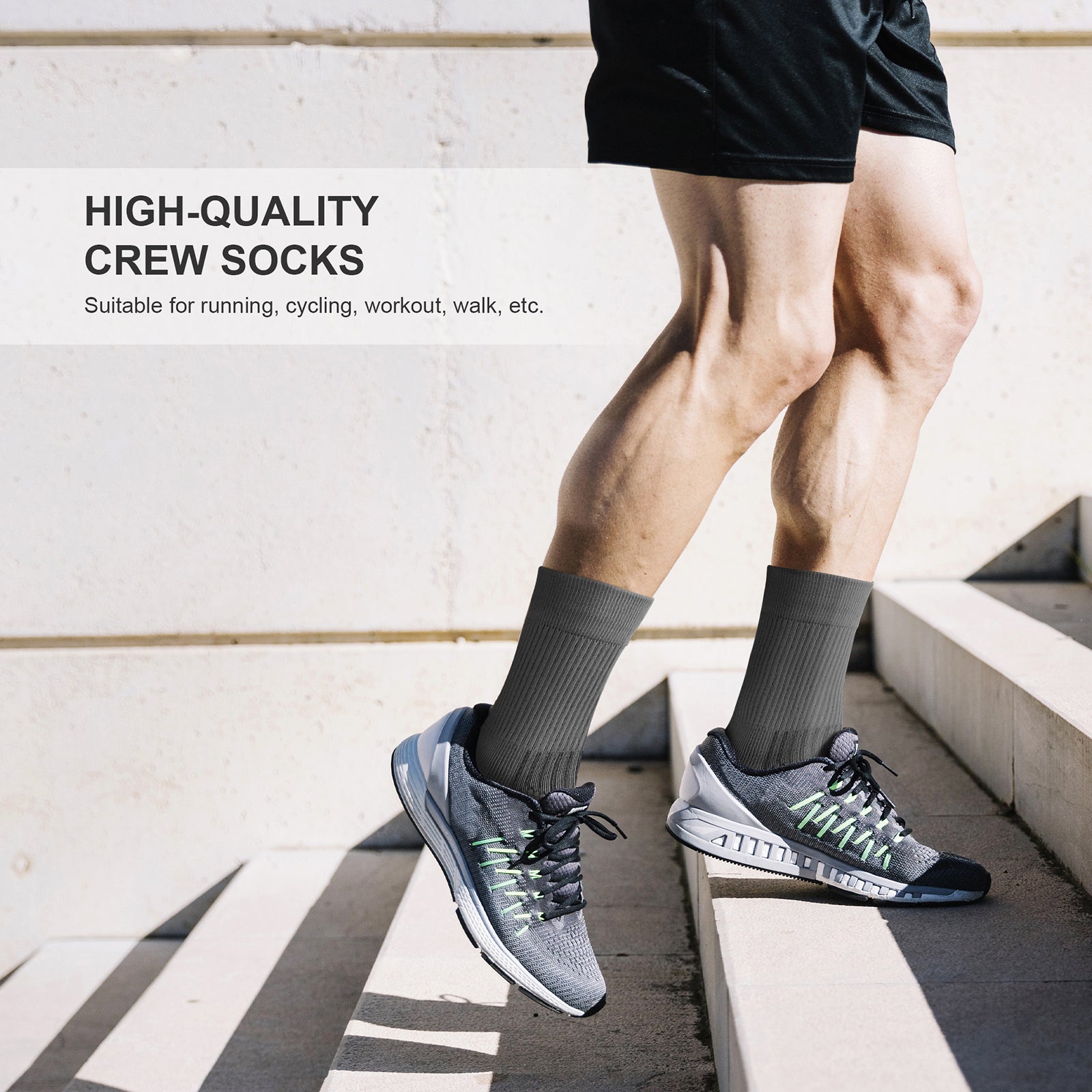 GECKOMAN x PAPLUS Compression Athletic Crew Socks for Men & Women - Moisture-Wicking Performance Socks for Running, Hiking & Sports - Best Workout Socks for Athletes
