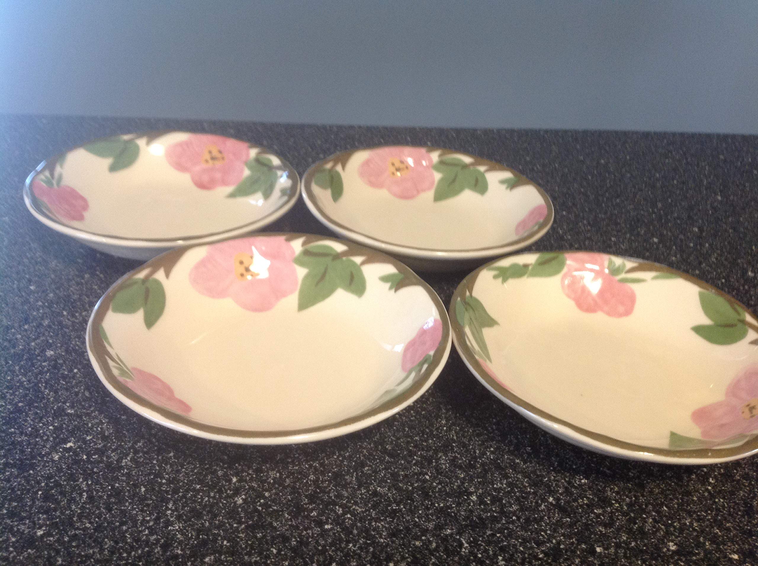 Franciscan Desert Rose 5.1 Inch Dessert Bowls Set of 4 - Vintage Floral Ceramic Fruit Serving Dishes for Parties, Desserts, Salads & Home Decor