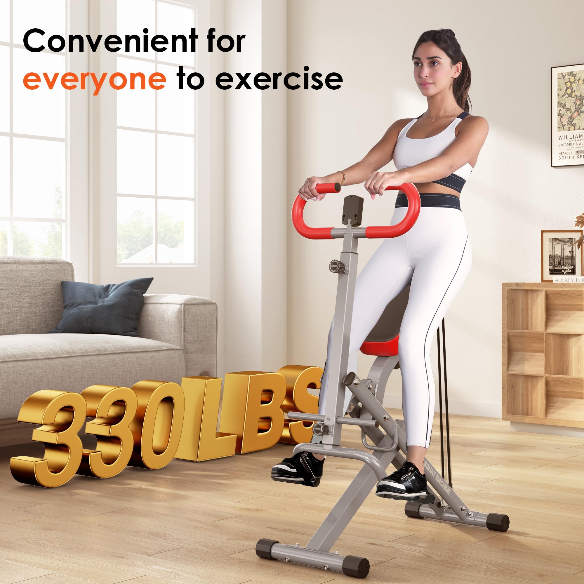 SogesHome Foldable Rowing Machine with Squat Function - Adjustable Resistance Bands, 330 lbs Weight Capacity - Perfect for Home Gym, Full-Body Workout & Cardio Training