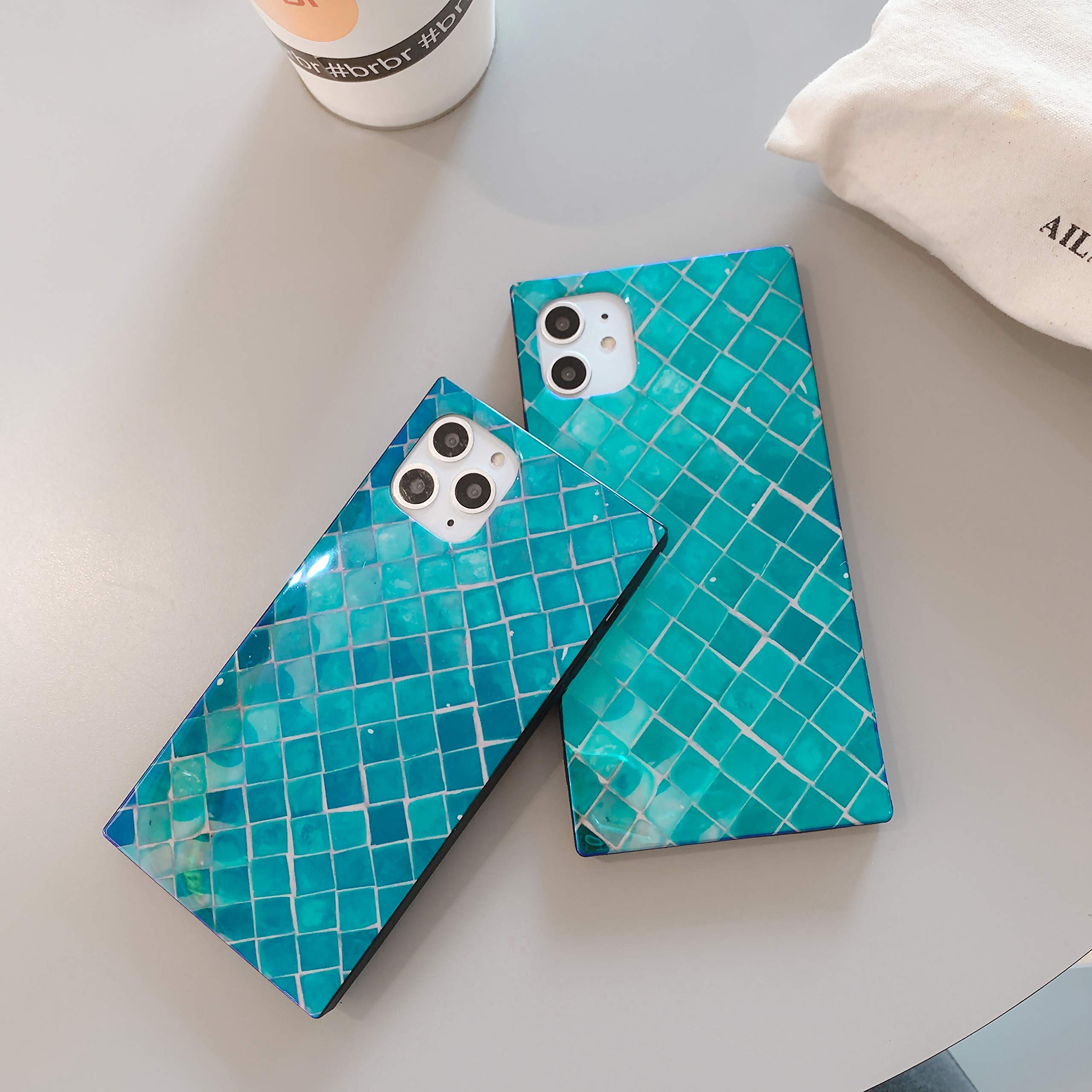 Shimmering Mermaid Scale Phone Case for iPhone 12 Pro Max - Holographic Sea Blue TPU Cover with Emerald Glossy Finish | Perfect for Beach Parties, Summer Outings & Mermaid-Themed Events