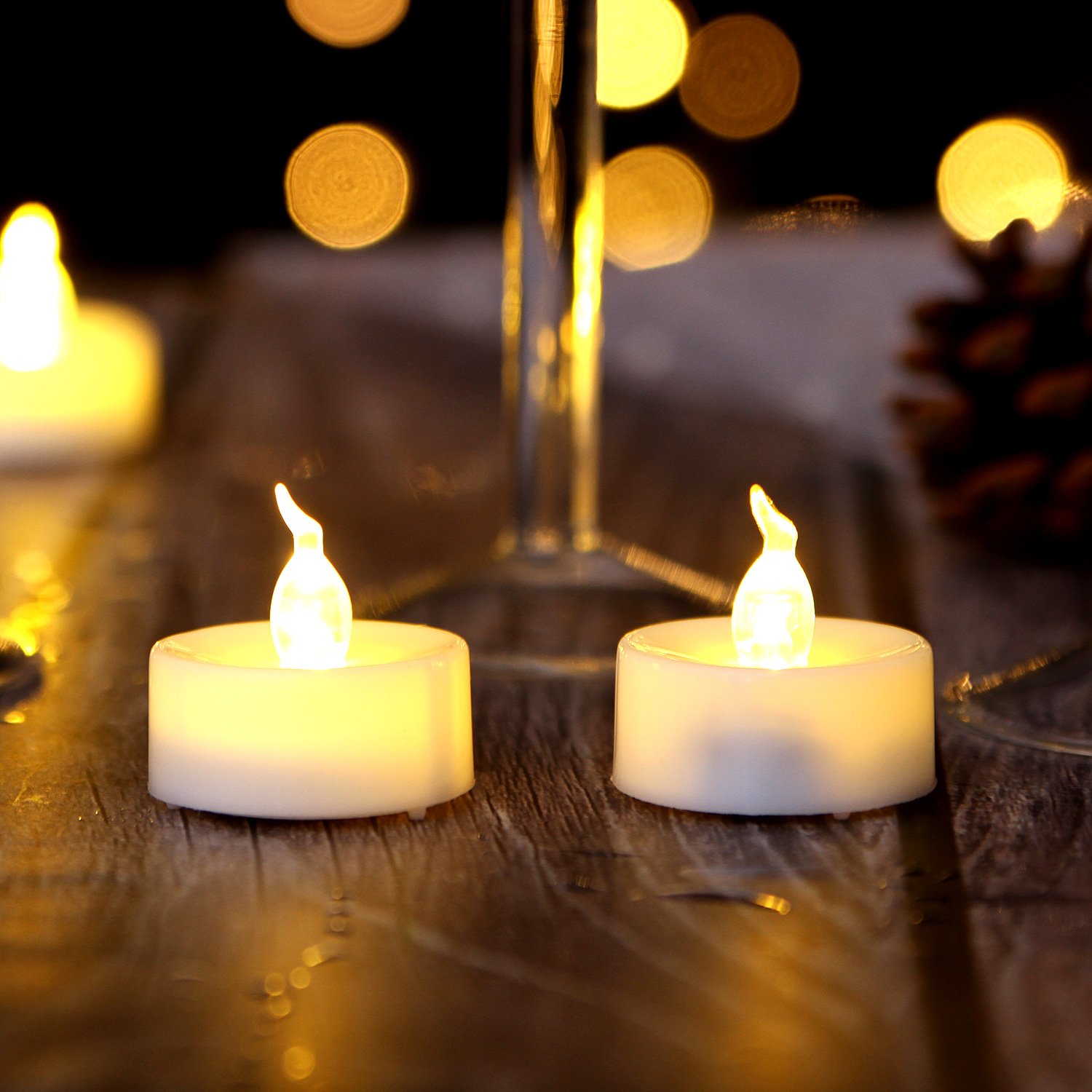 AGPTEK 24 Pack Flickering LED Tea Light Candles with Timer - Battery Operated Flameless Warm White Candles for Wedding, Holiday Party, Home Decoration - Perfect for Centerpieces, Votive Holders & Romantic Ambiance