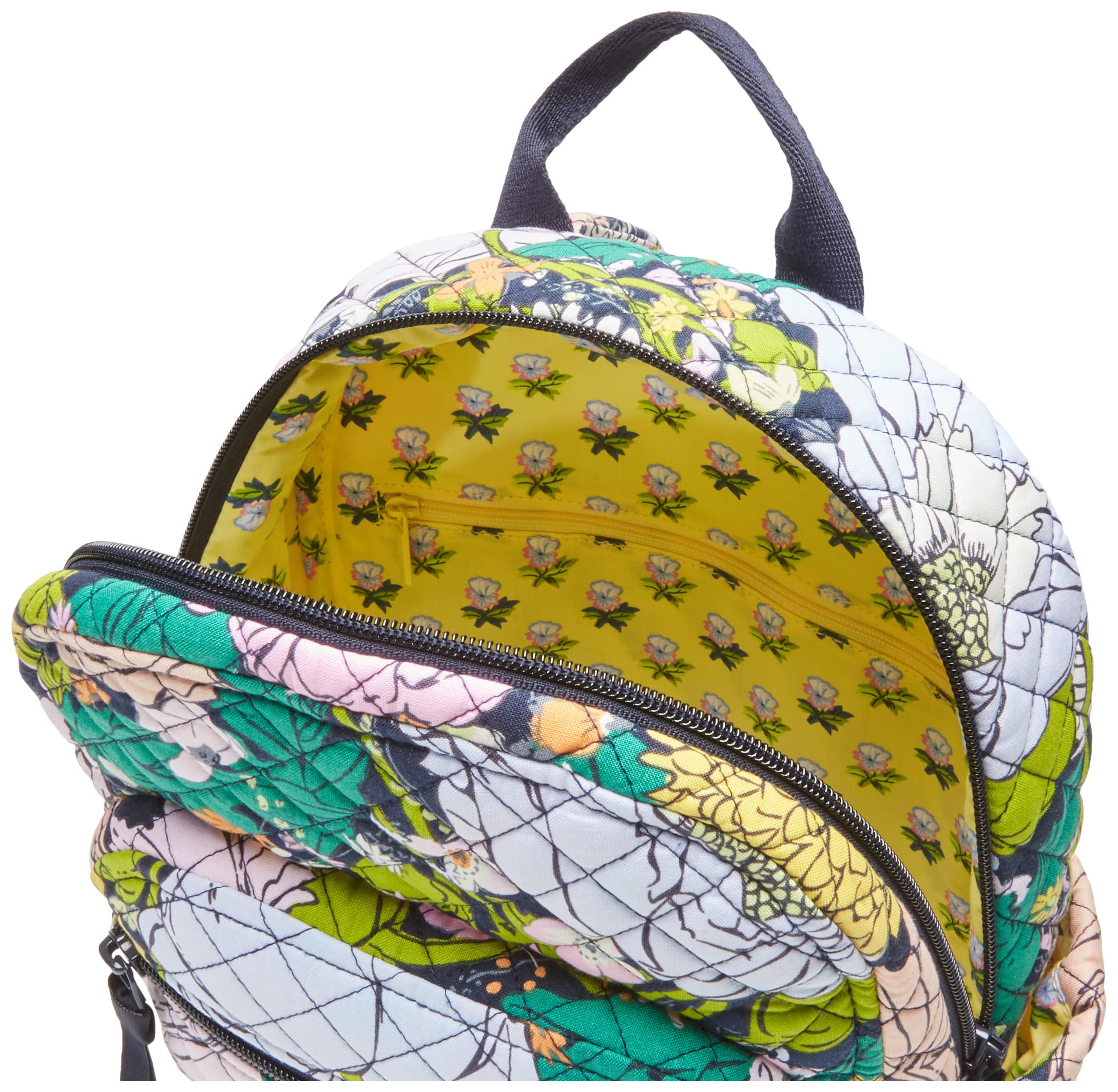 Vera Bradley Women's Small Cotton Backpack - Bloom Boom Print, Eco-Friendly Recycled Cotton, Lightweight & Durable, Perfect for Travel, Work & School (One Size)