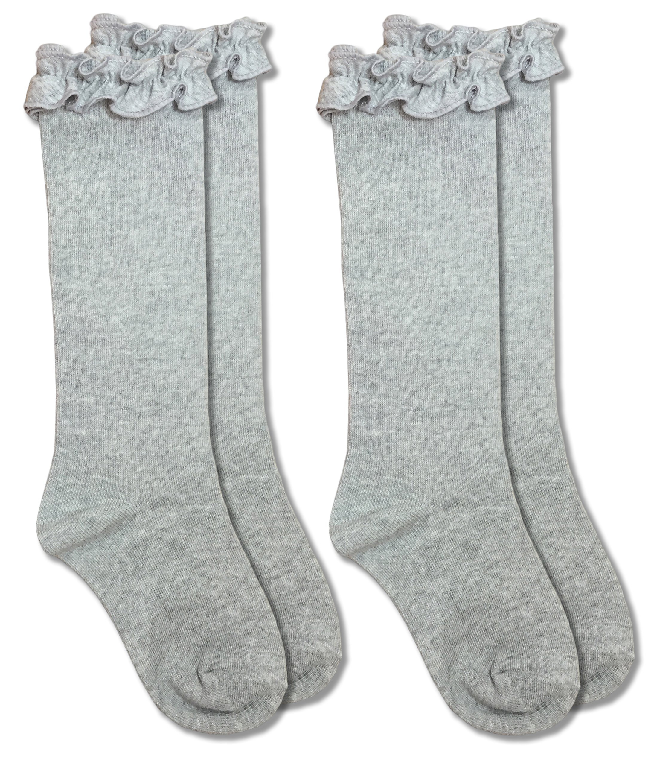 Jefferies Girls' Easter Ruffle Knee High Socks - 2 Pack Cotton School Dress Socks for Easter Outfits, Spring Fashion & Special Occasions