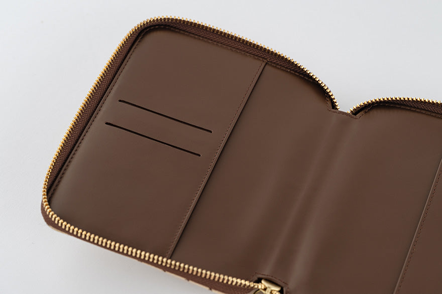 Hobonichi Techo 2025 Planner - A6 Original Size Taut Zipped Cover in Café au Lait Plaid (Cover Only) | Perfect for Daily Journaling, Planning & Note-Taking
