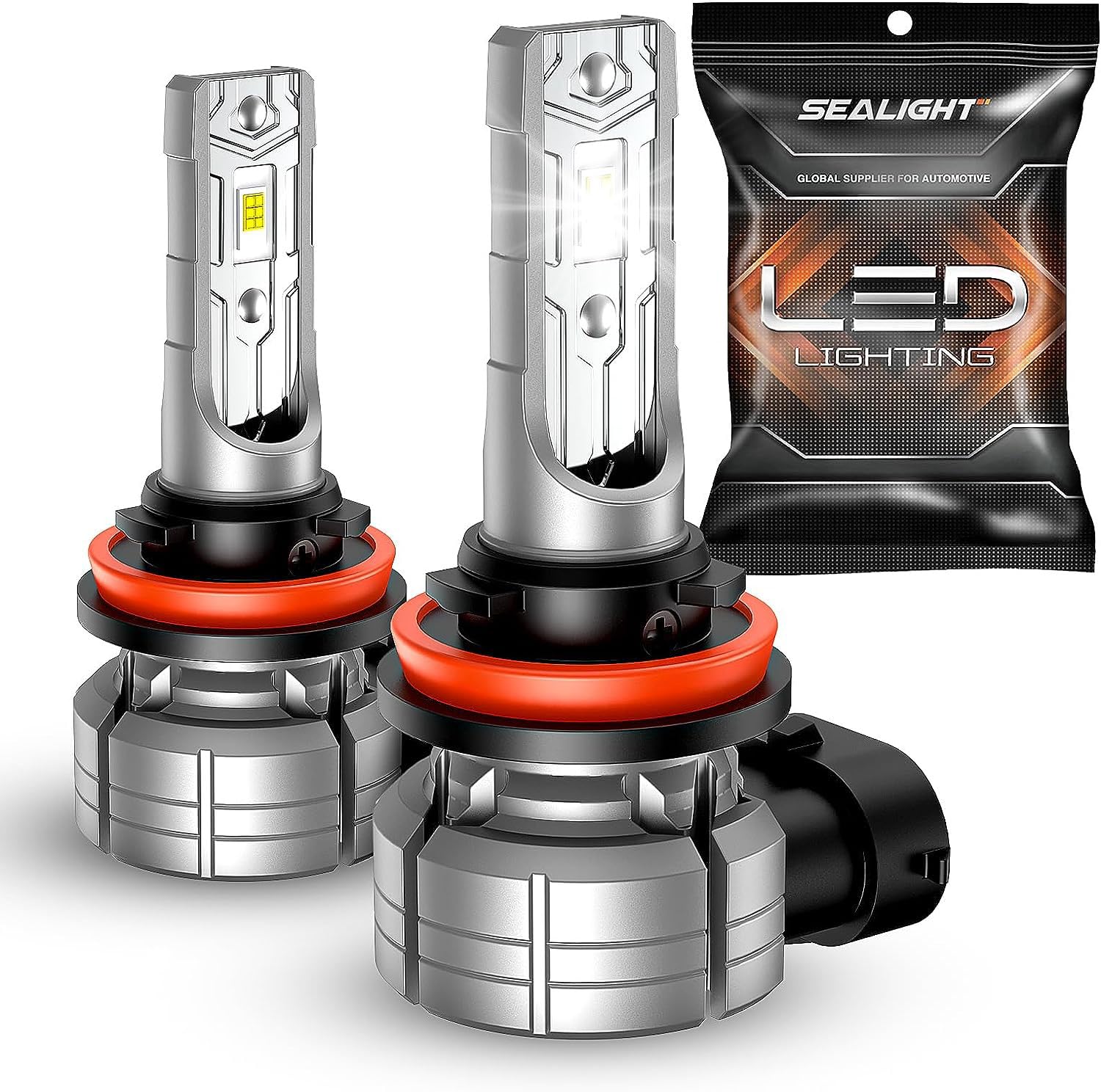 SEALIGHT H11 H8 LED Fog Light Bulb - 10000LM 24W Super Bright, 6500K Cool White, IP68 Waterproof, Plug and Play - Compatible with H8 H9 H16 H11 - Perfect for Off-Road, Foggy Weather & Night Driving (Pack of 2)