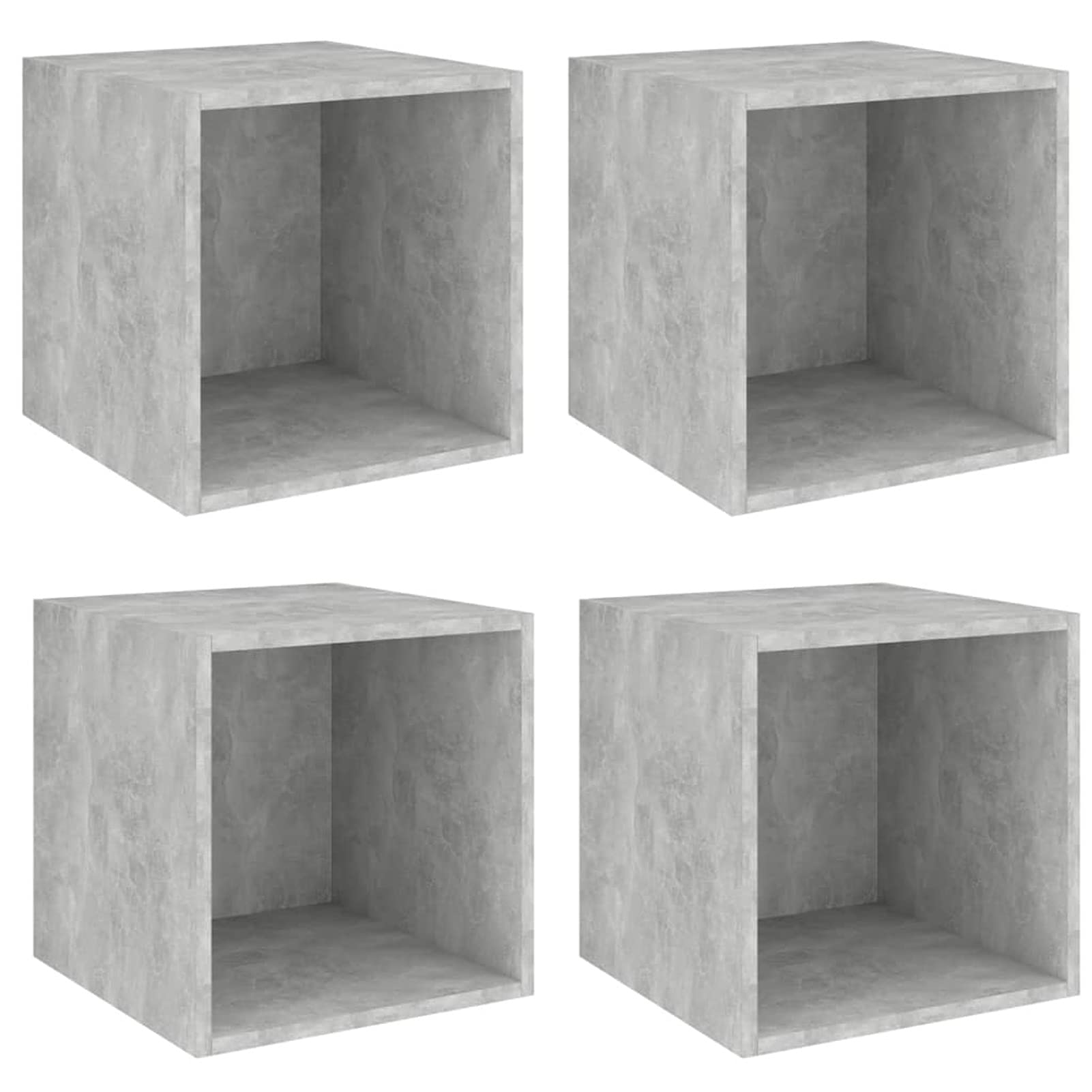 Modern Wall Storage Cabinet Set of 4 - Concrete Gray Decorative Wall Mounted Cabinets for Kitchen, Bedroom & Living Room - 14.6x14.6x14.6 Inches (WxDxH) - Perfect for Organizing Spices, Books & Home Decor
