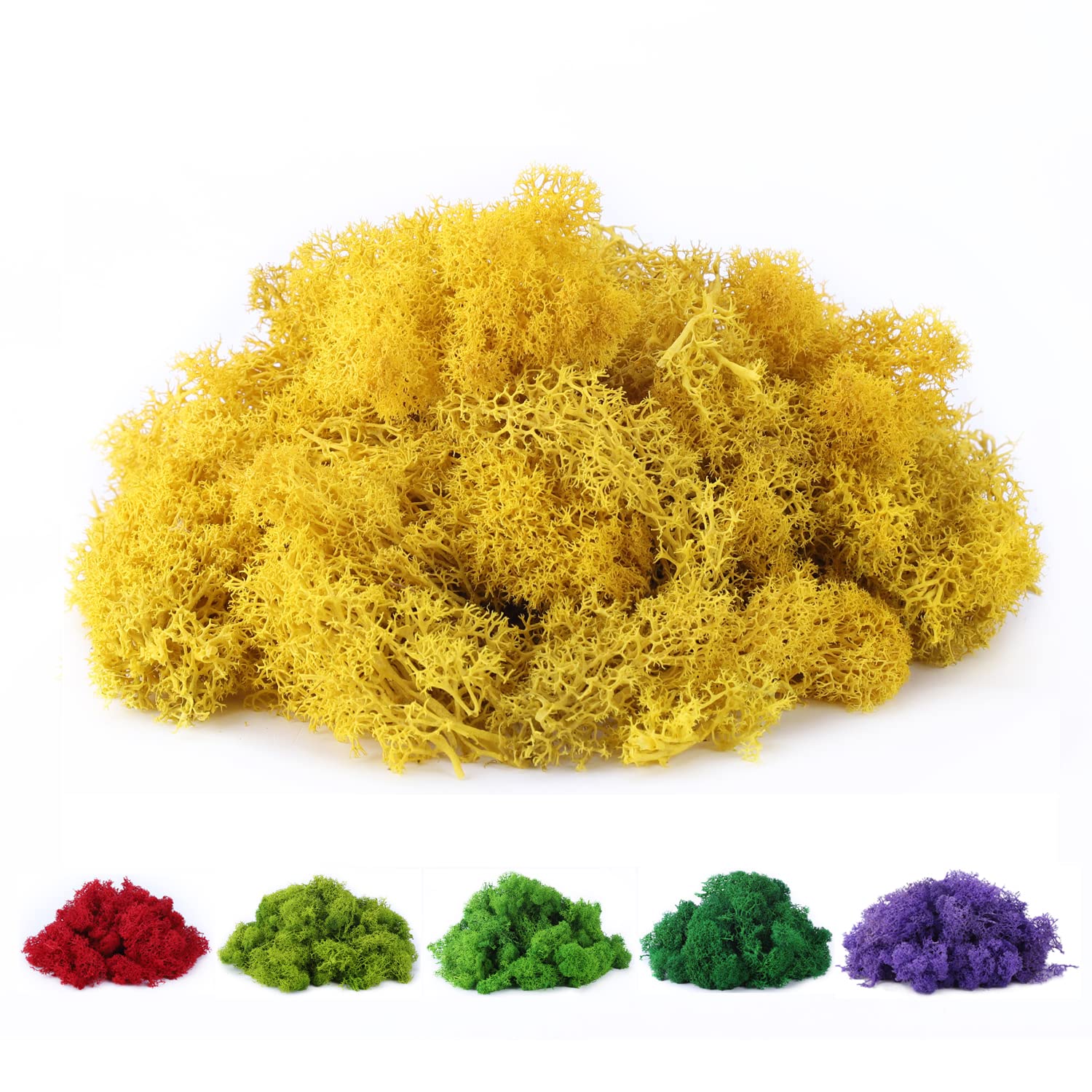 Preserved Reindeer Moss 3.5 oz - Natural Fake Moss for Potted Plants, Terrariums, Fairy Gardens, Wall Decor, Wedding Centerpieces & Floral Arrangements - Perfect for DIY Crafts, Home Decor & Botanical Projects (Yellow)