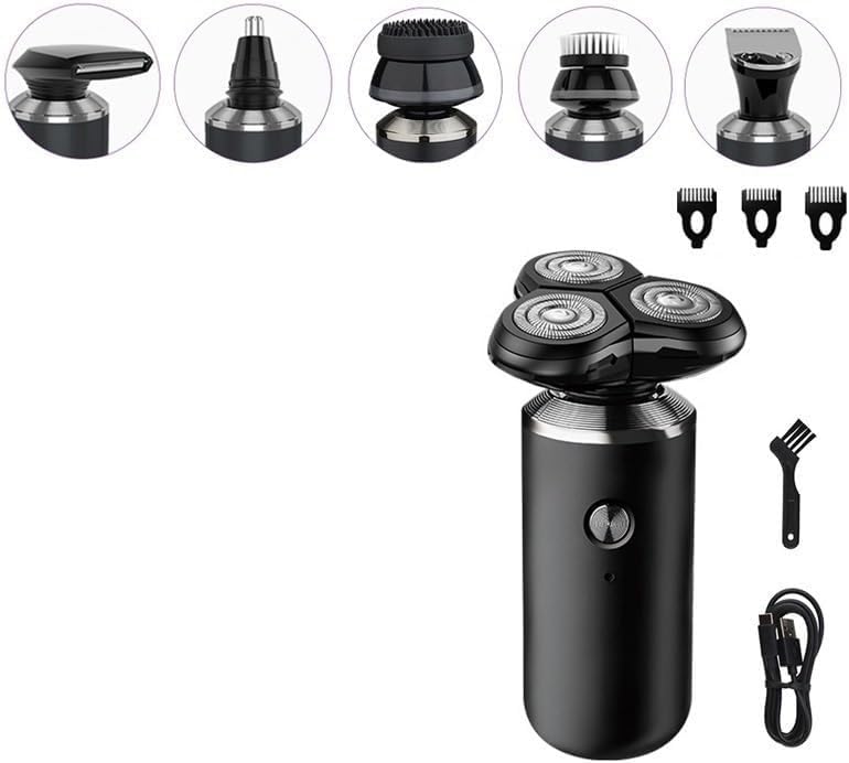 6-in-1 Rechargeable Electric Razor for Men - Wet/Dry Shaver, Beard Trimmer, Nose Hair Clipper & Bald Head Shaver | Perfect for Travel, Home & Gym Grooming