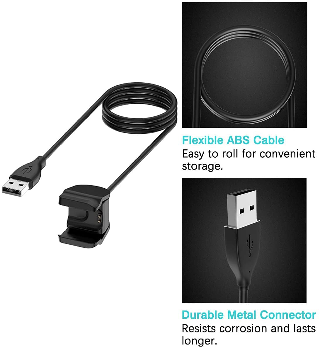 **Lamshaw USB Charging Clip Dock Replacement - Compatible with Amazfit Band 5 & Band 7 Fitness Tracker - Fast Charging Cable (Black) - Perfect for Home, Gym & Travel**
