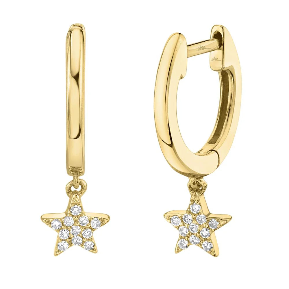 Shy Creation Star Huggie Earrings for Women - Minimalist Gold Hoop Earrings for Everyday Wear - Perfect for Casual Outfits, Work & Date Nights