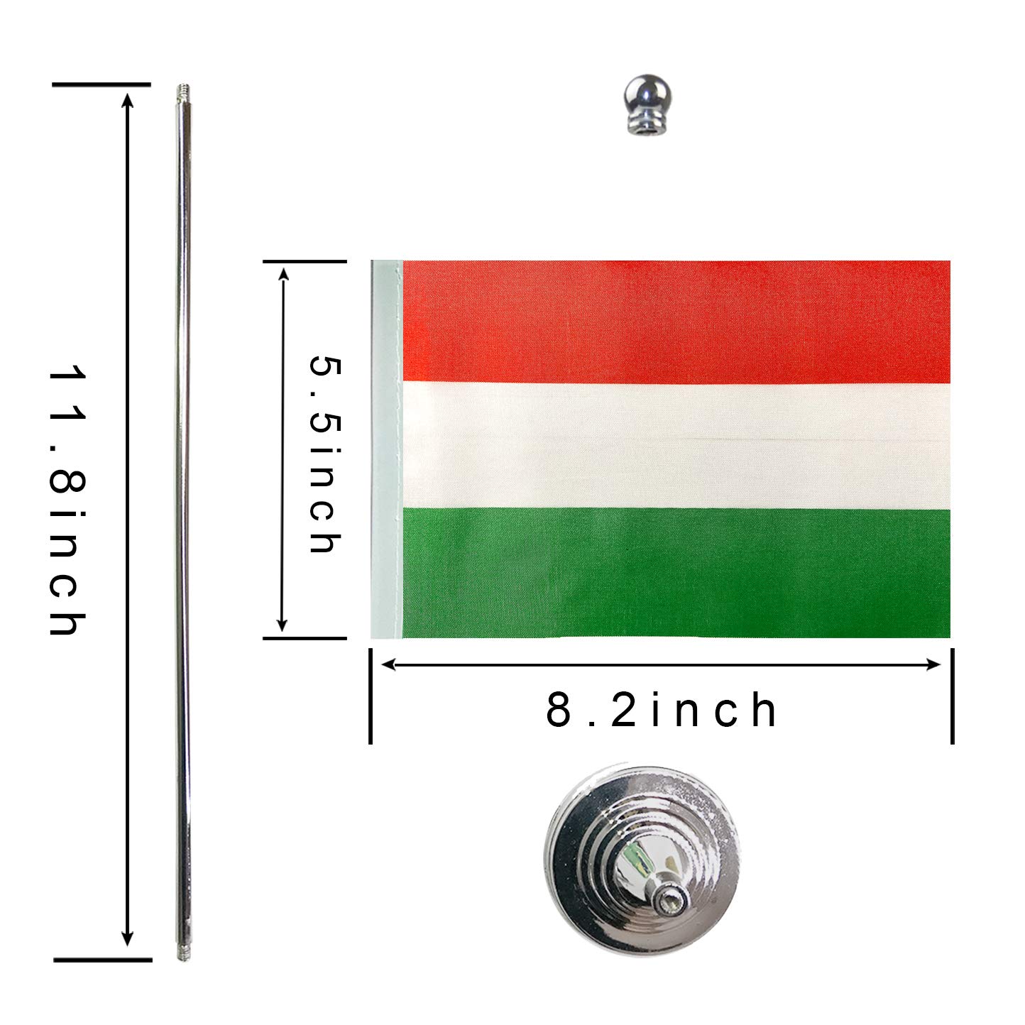 Mini Hungary Table Flags with Stand - Small Hungarian Desk Flags for Office, International Festivals & Home Decor - Perfect for Hungary Theme Parties, National Celebrations & Patriotic Displays
