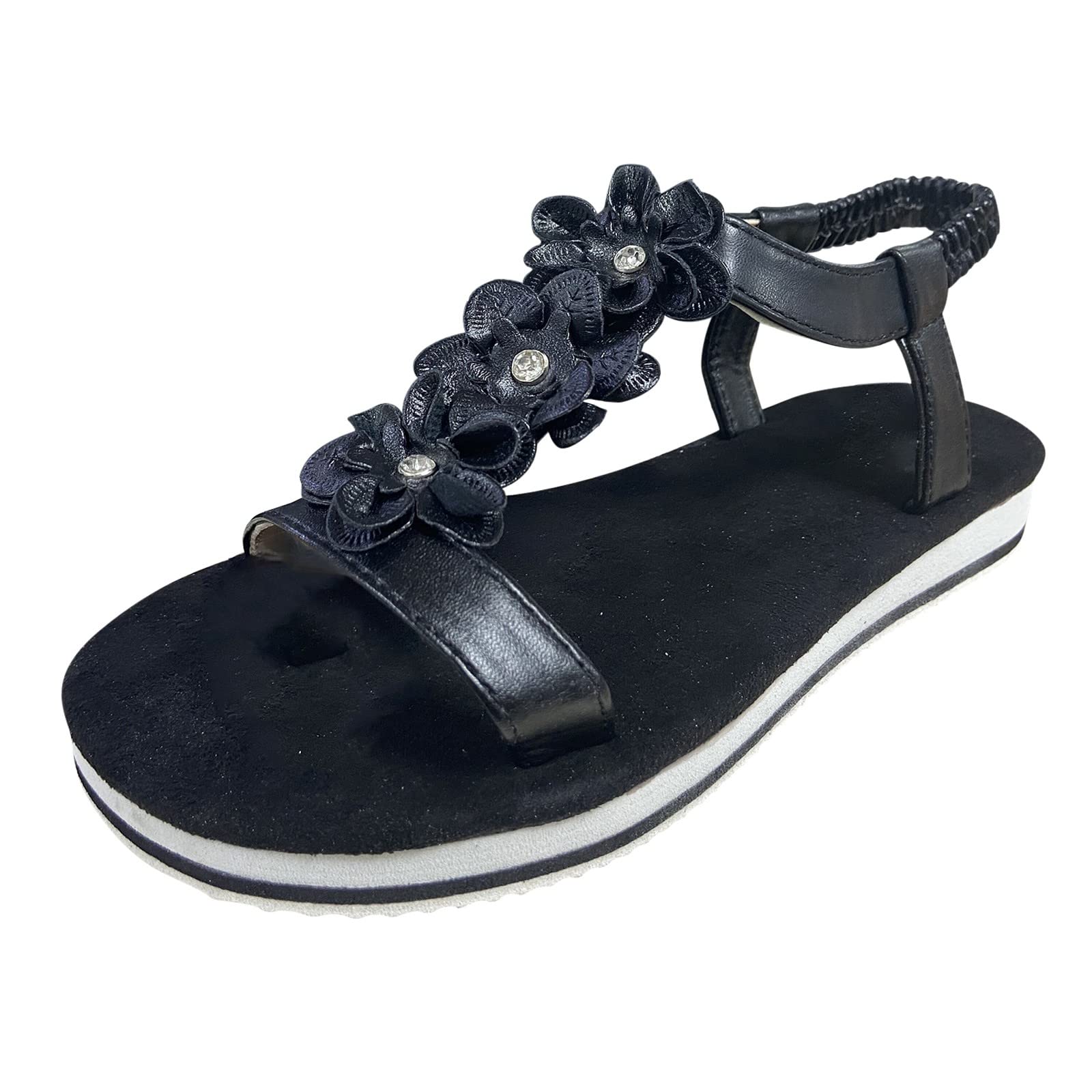 Women's Comfortable Breathable Flat Sandals with Floral Beach Band - Fashionable Peep Toe Summer Shoes for Outdoor Walking, Beach Vacations & Casual Wear