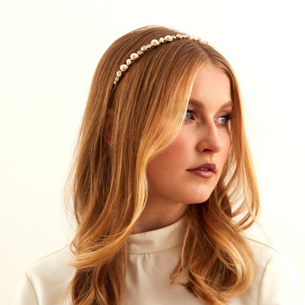 Elegant Crystal & Pearl Headband for Women - Wedding, Prom, Party Hair Accessories - Perfect for Bridal, Formal Events & Special Occasions