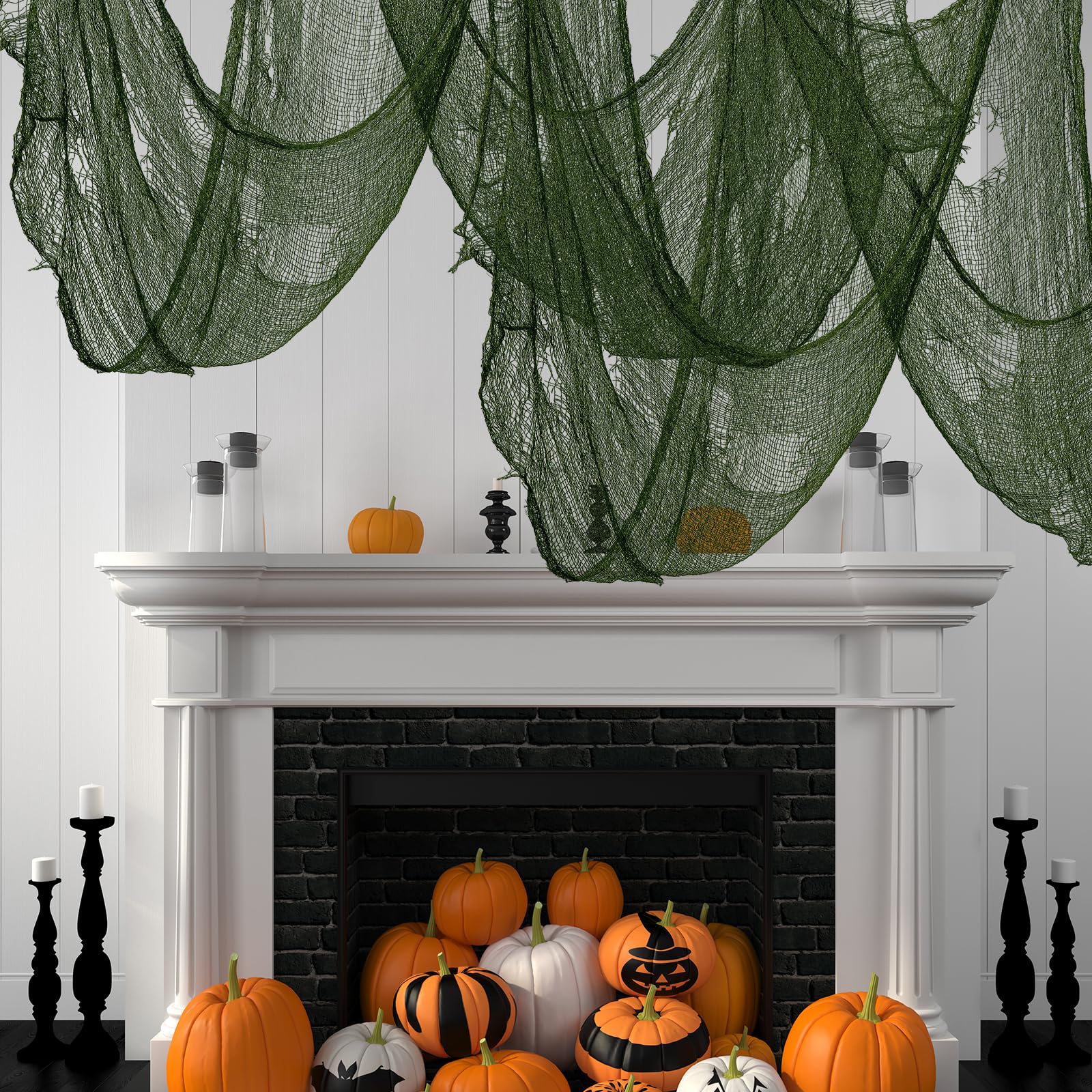 Halloween Green Creepy Fabric - 79x315 Inch Spooky Scary Gauze Cloth for Haunted House Decorations, Party Doorways & Outdoor Scenes | Perfect for Halloween Decor, Ghostly Drapes & Scary Backdrops