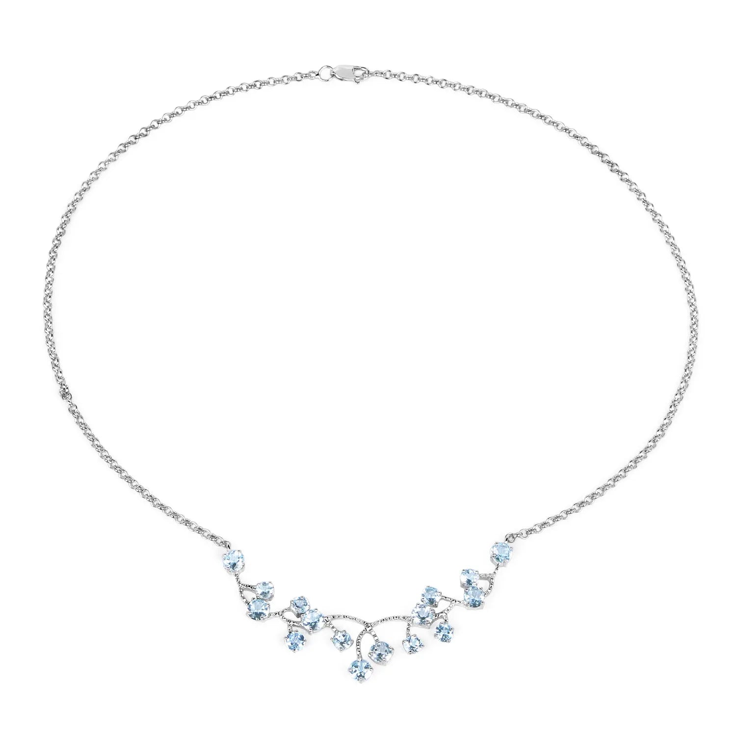 Authentic Blue Topaz Silver Bib Necklace – Elegant Statement Jewelry for Women | Perfect for Weddings, Parties & Special Occasions