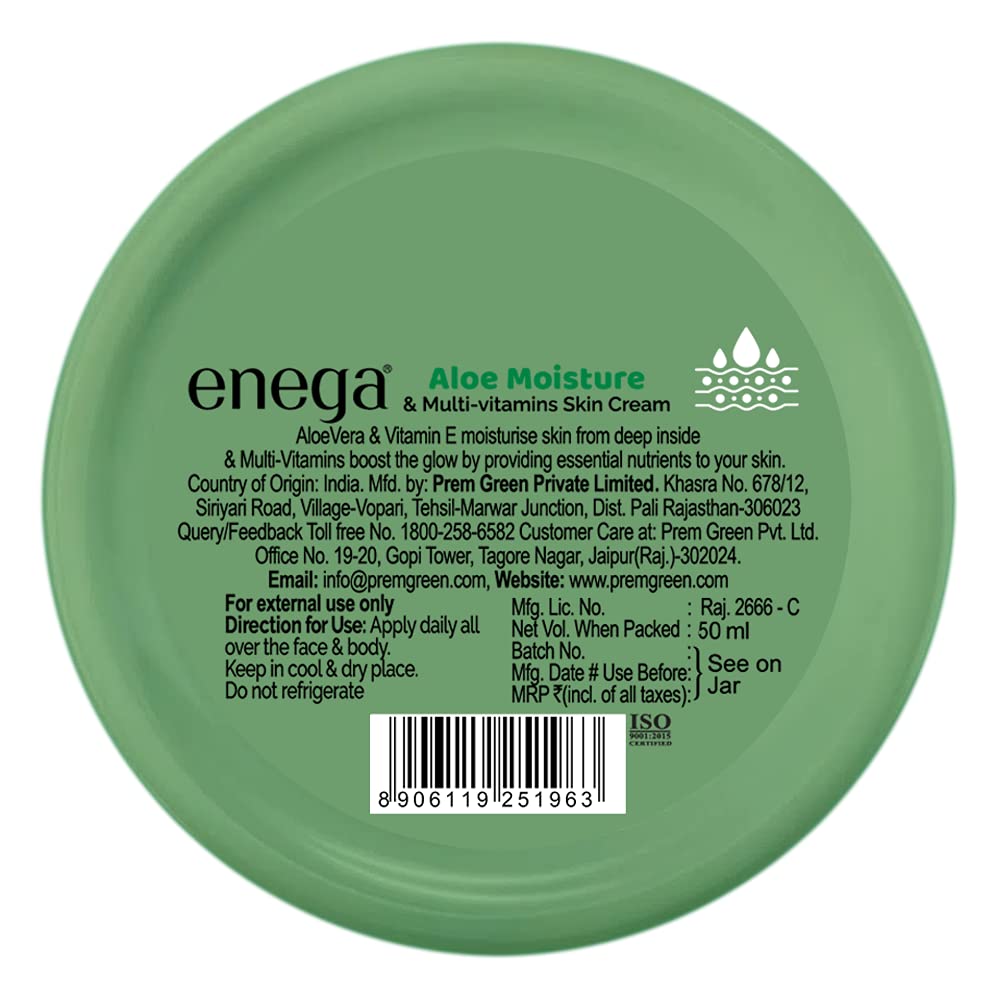 Enega Aloe Vera Honey & Almond Skin Soft Fruit Multi-Vitamins Moisturizing Cream - Hydrating Face & Body Lotion for Men, Women & All Skin Types - 50ml (Pack of 2) - Perfect for Dry Skin Care & Daily Moisturizing Routine