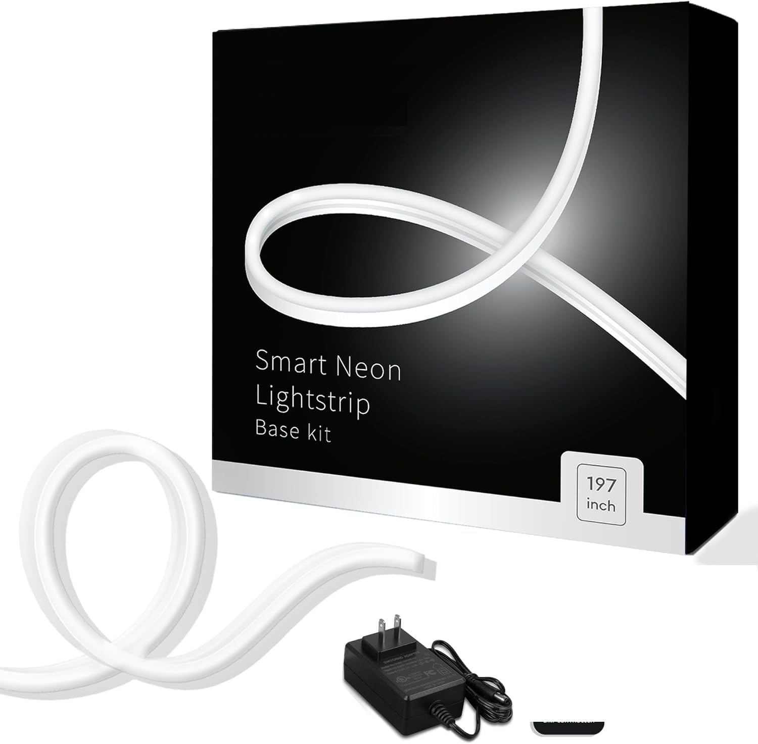 GUPUP Neon Light Strip - 600 LEDs 12V DC, Bright White Flexible Rope Lights | Waterproof, Cuttable for Custom Length | Perfect for Gaming Room Setup, Neon Signs & Home Decor (Includes Power Adapter) - Create Stunning Ambient Lighting for Bedrooms, Parties & Retail Displays