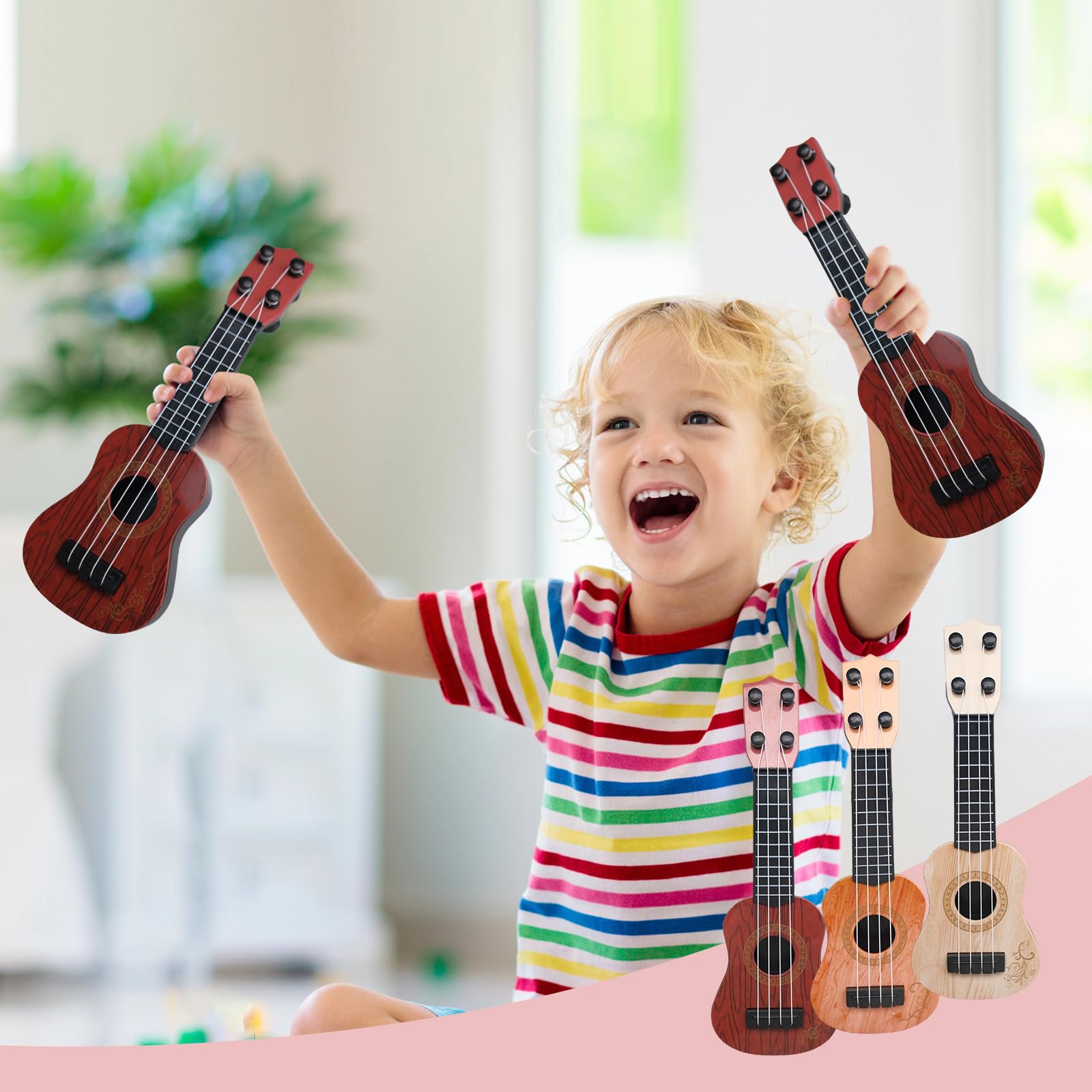 15 Pcs Kids Toy Guitar 10 Inch Mini Classical Ukulele - Beginner Musical Instrument for Toddlers, Educational Developmental Toy with Rhyme - Perfect for Birthday Gifts, Preschool Learning & Music Playtime