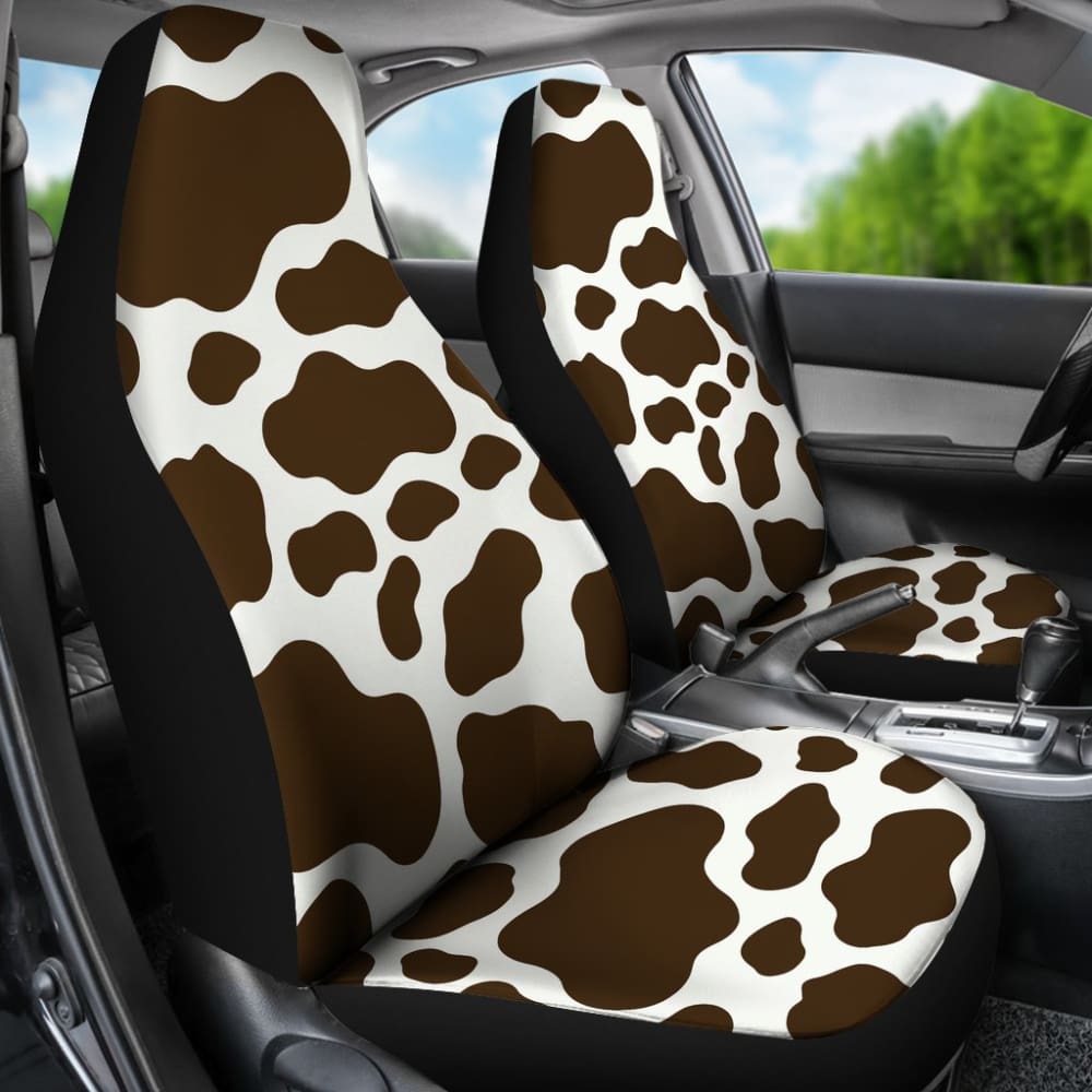Premium Brown Cowhide Printed Car Seat Cover - Durable & Stylish for SUVs, Trucks & Sedans - Perfect for Road Trips, Commuting & Everyday Driving