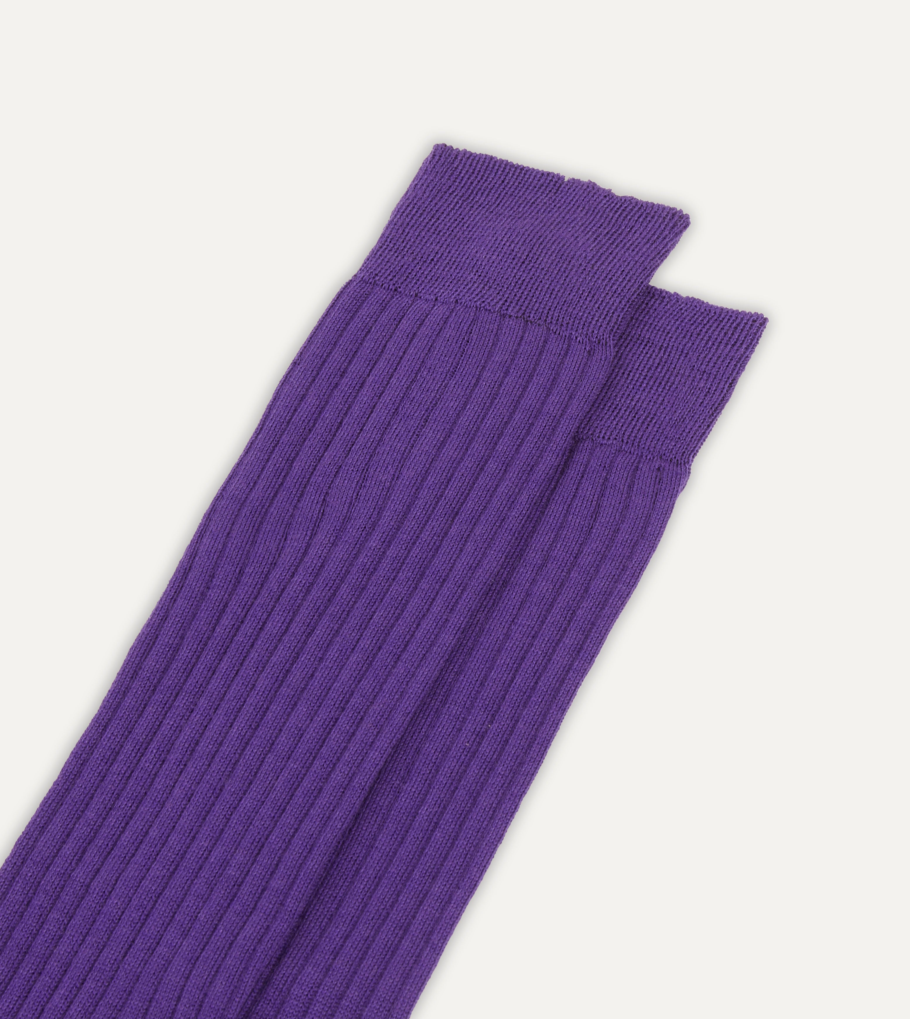 Premium Dark Purple Wool Over the Calf Socks for Men - Warm & Comfortable Winter Dress Socks - Perfect for Business, Office & Formal Occasions