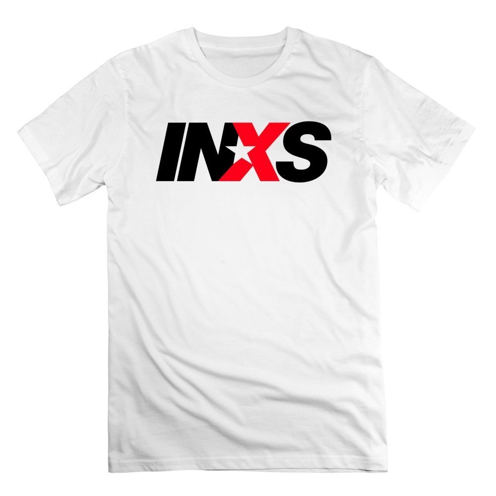 Abbas Man INXS Logo T-Shirt - White XS | Vintage Band Tee for Men | Casual Wear, Concerts & Music Events