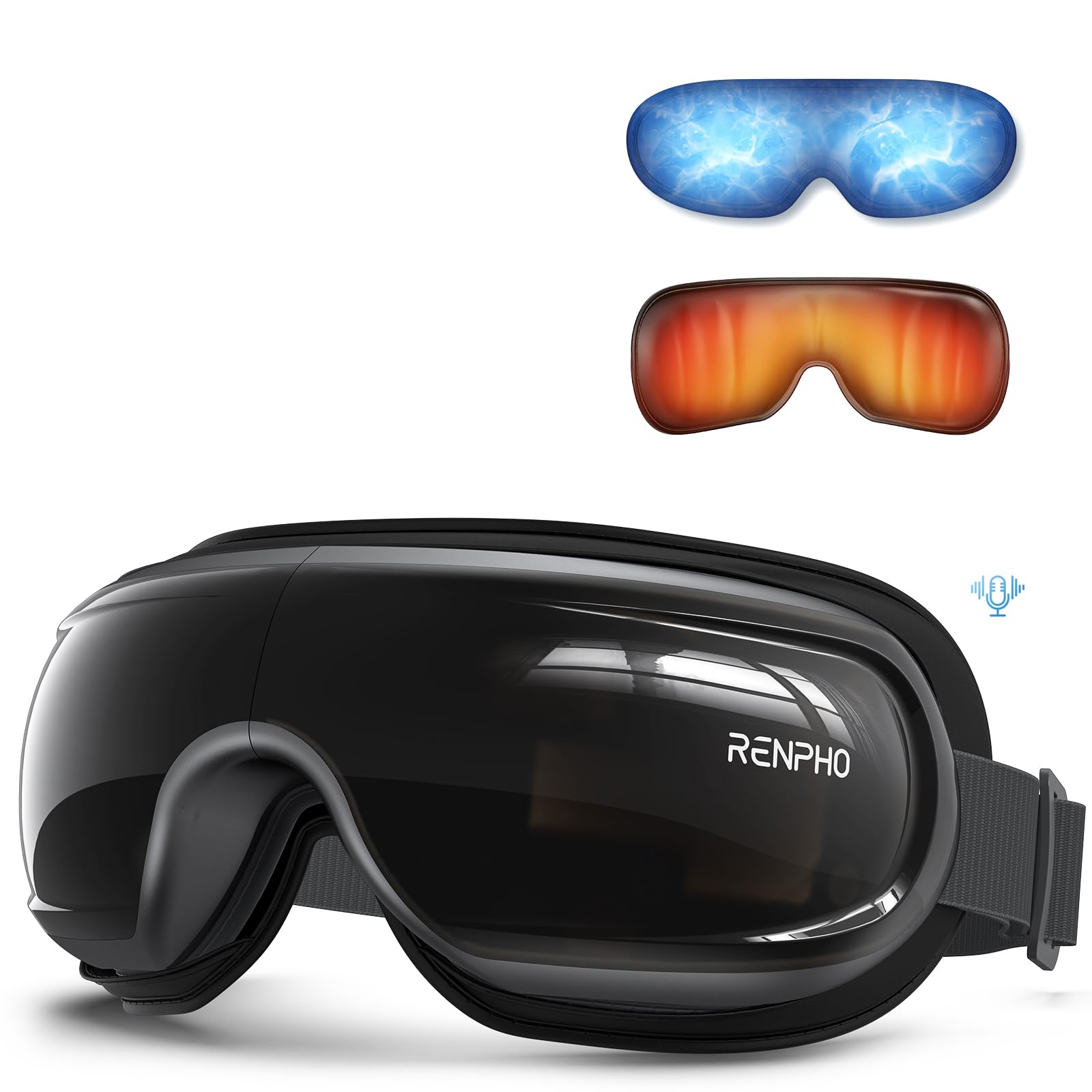 RENPHO Eye Massager with Heat & Cooling - Relieve Migraines, Eye Strain & Stress | FSA/HSA Eligible | Voice Control & DIY Massage Settings | Perfect Gift for Women & Men (Mothers Day, Birthday) | Use at Home, Office, or Travel for Relaxation & Eye Care